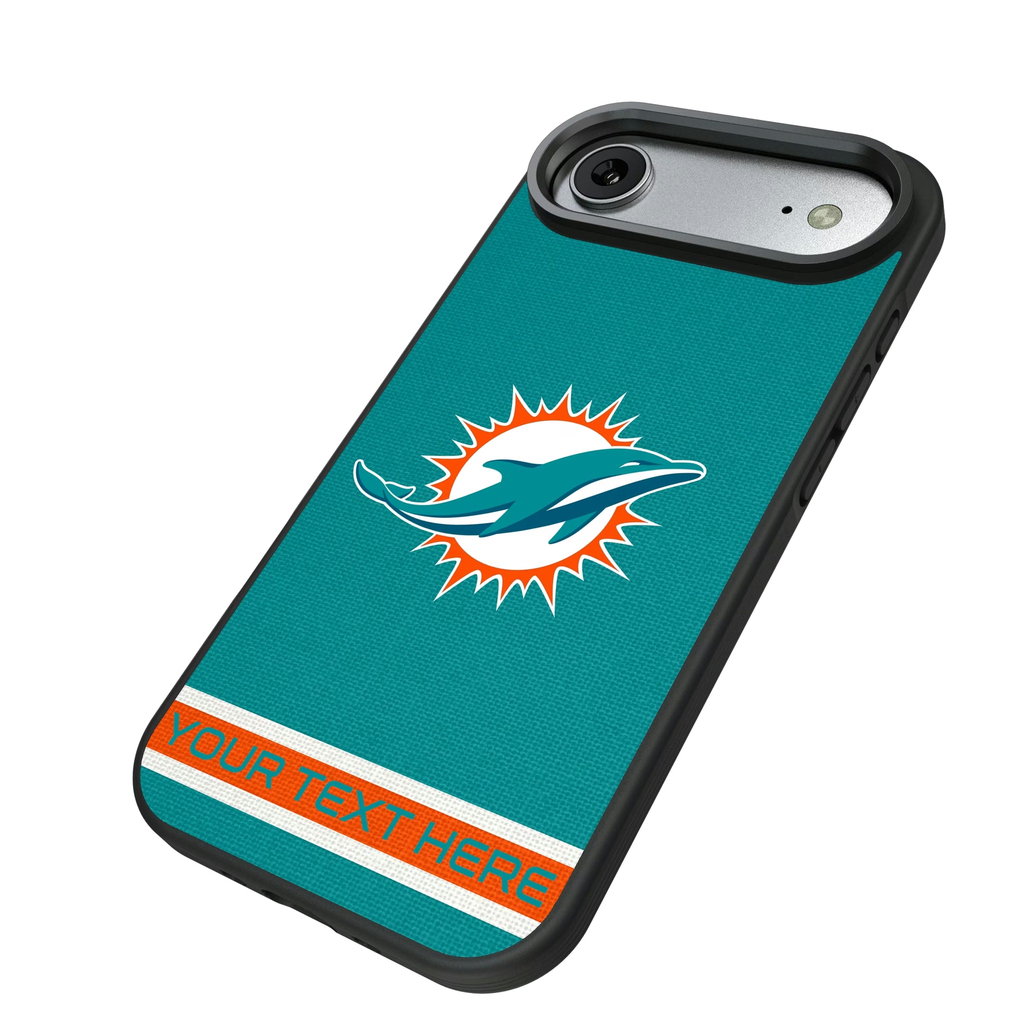 Miami Dolphins Personalized Stripe iPhone Bump Phone Case for Apple iPhone - Isometric View#Device_iPhone Air