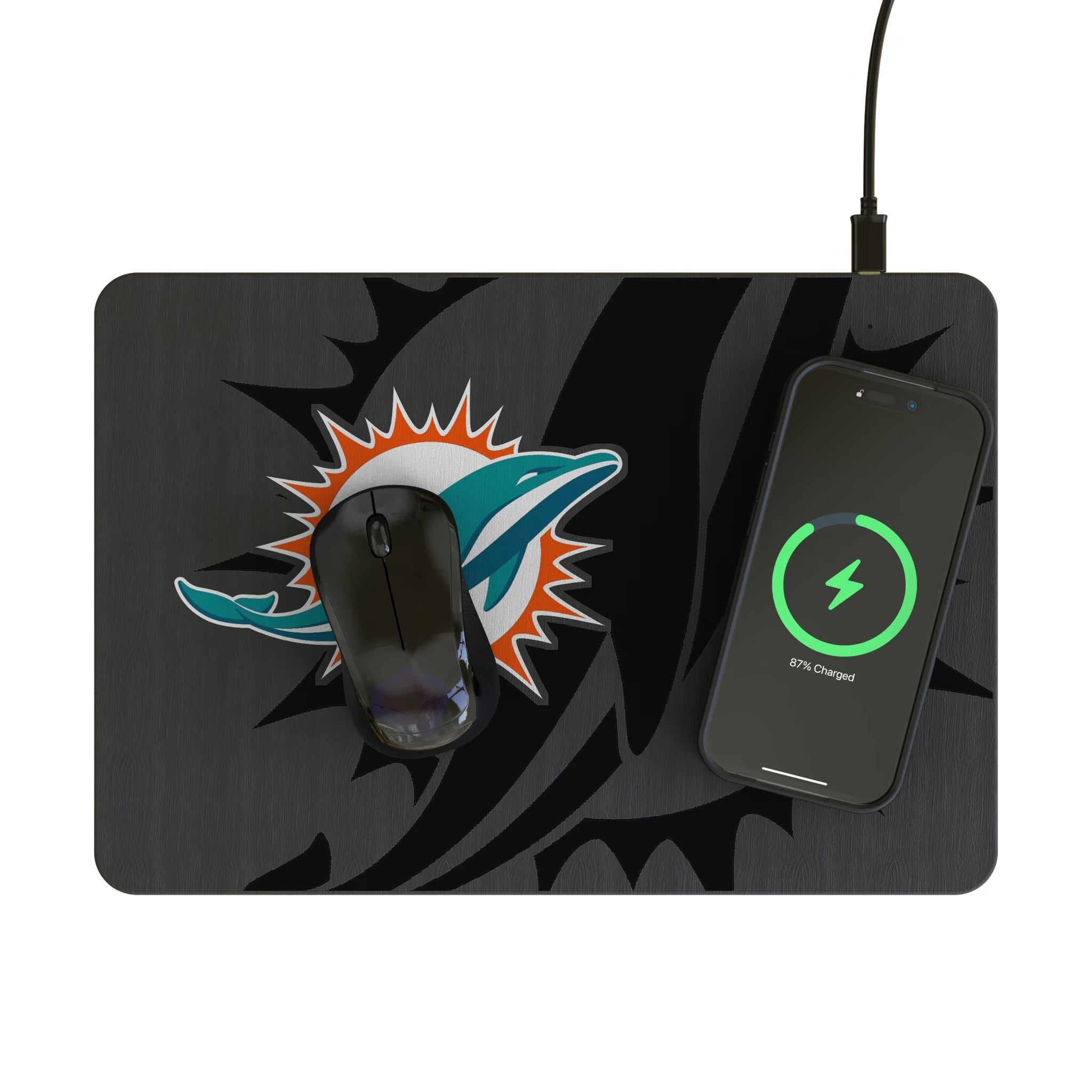 Miami Dolphins Personalized Tilt 15-Watt Wireless Charger and Mouse Pad - Lifestyle
