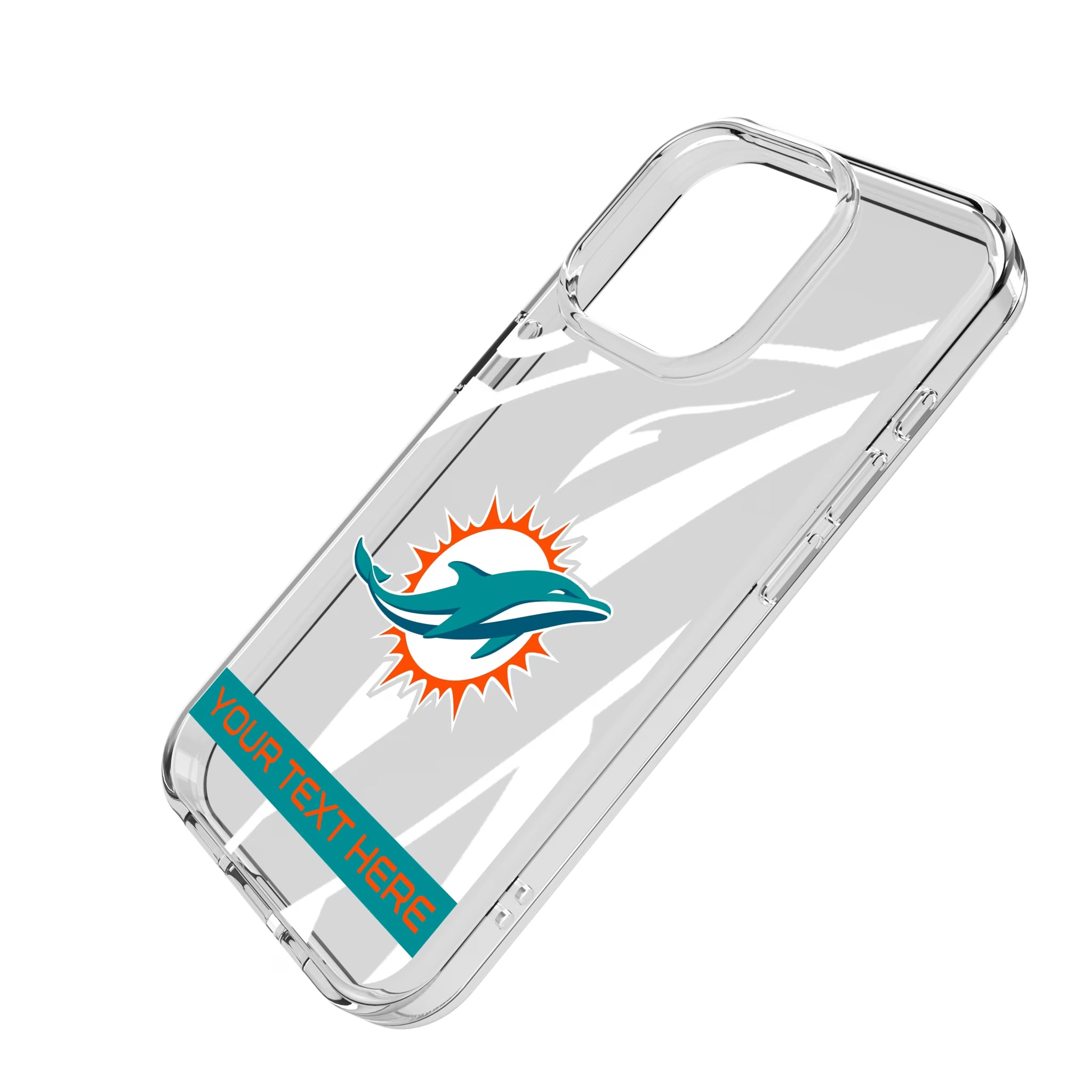 Miami Dolphins Personalized Tilt iPhone Clear Phone Case for Apple iPhone - Isometric View