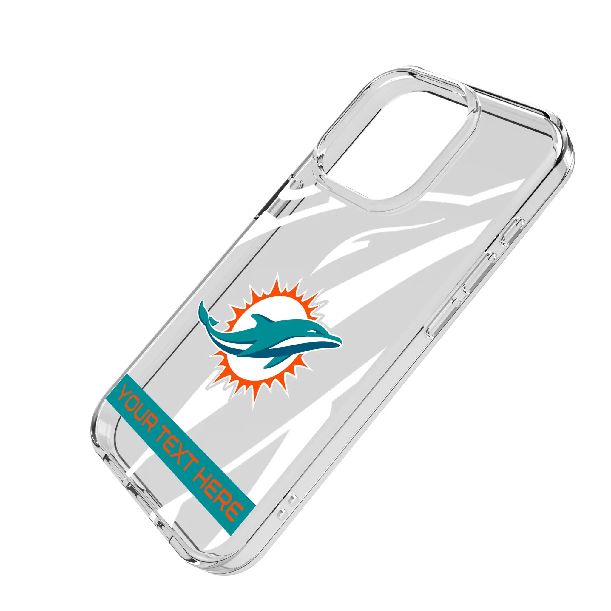 Miami Dolphins Personalized Tilt iPhone Clear Phone Case for Apple iPhone - Isometric View