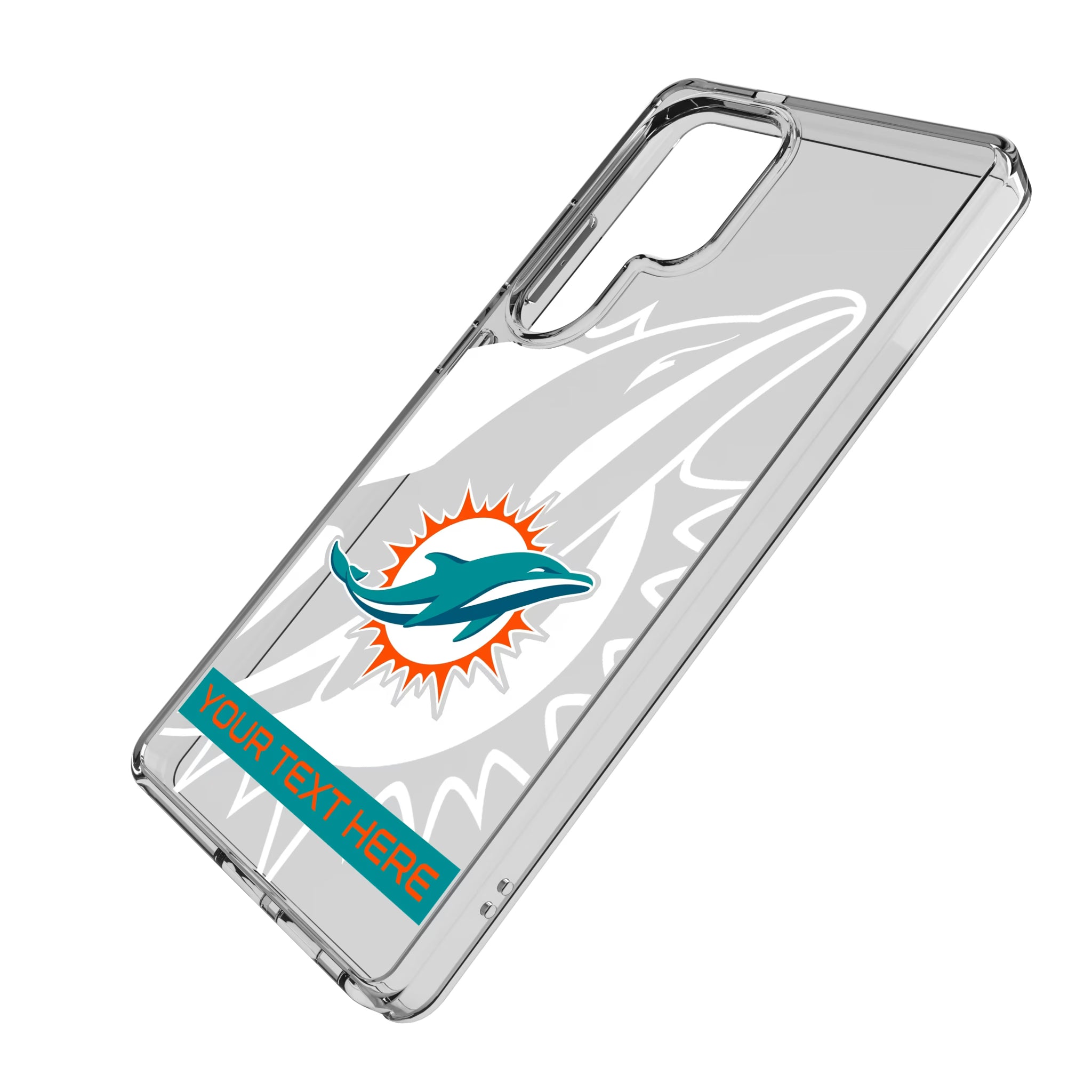 Miami Dolphins Personalized Tilt Galaxy Clear Phone Case for Samsung Galaxy - Isometric View#Device_Galaxy S25 Ultra