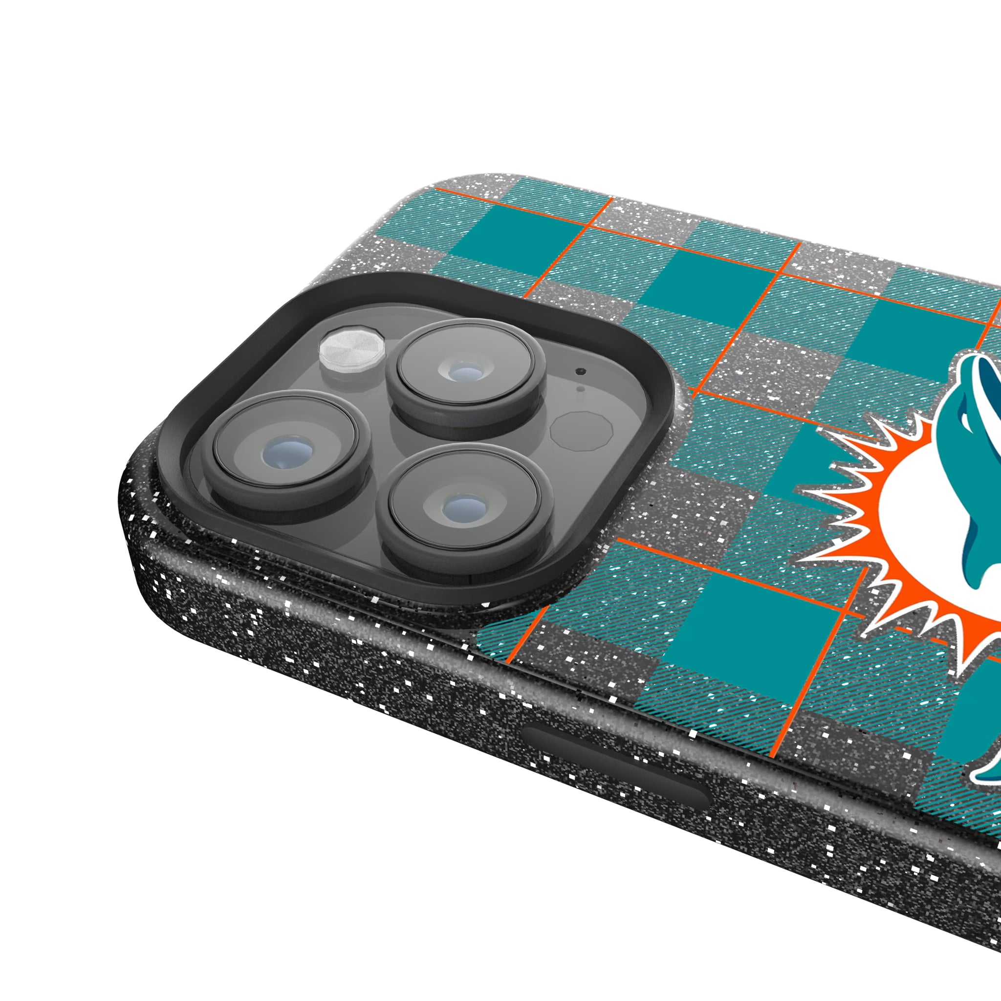 Miami Dolphins Plaid iPhone Bling Phone Case for Apple iPhone - Detail