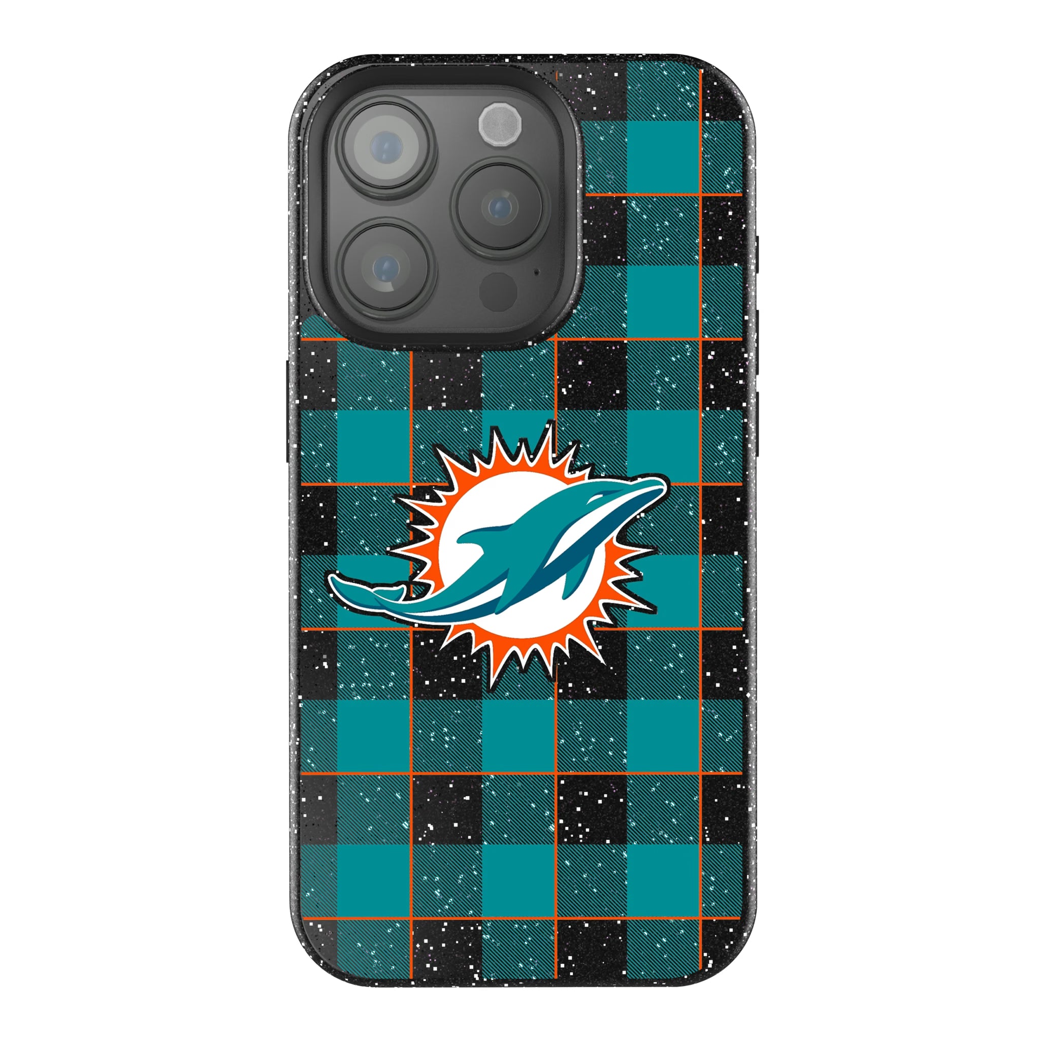 Miami Dolphins Plaid iPhone Bling Phone Case for Apple iPhone