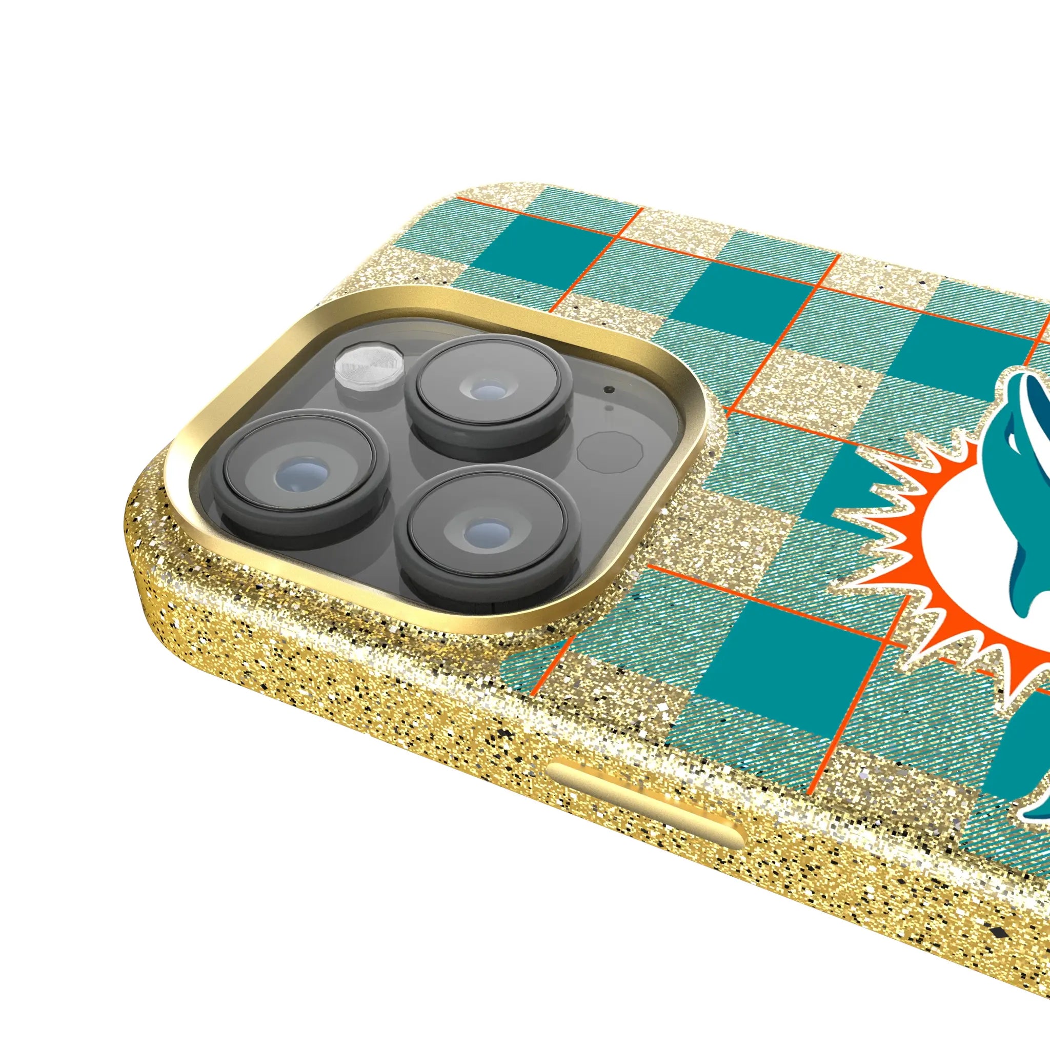Miami Dolphins Plaid iPhone Bling Phone Case for Apple iPhone - Detail