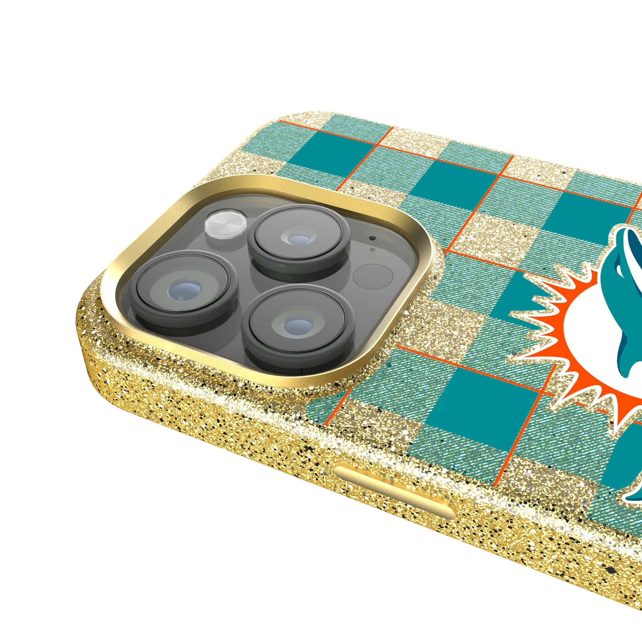 Miami Dolphins Plaid iPhone Bling Phone Case for Apple iPhone - Detail