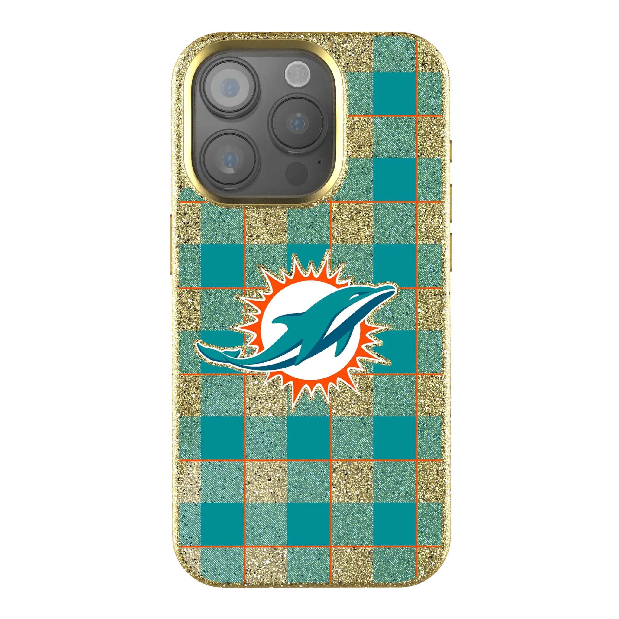Miami Dolphins Plaid iPhone Bling Phone Case for Apple iPhone