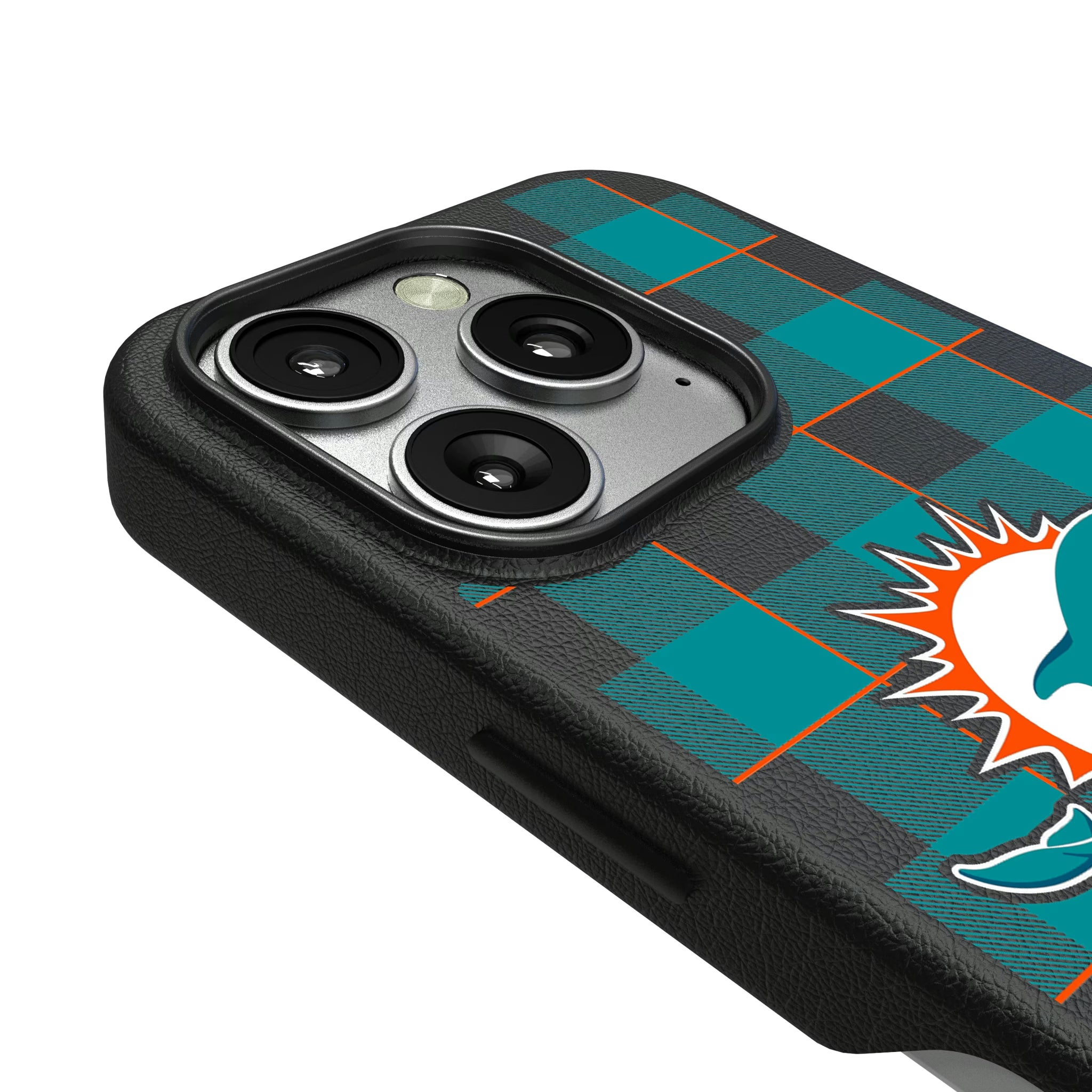 Miami Dolphins Plaid iPhone MagSafe Compatible Phone Case for Apple iPhone - Detail
