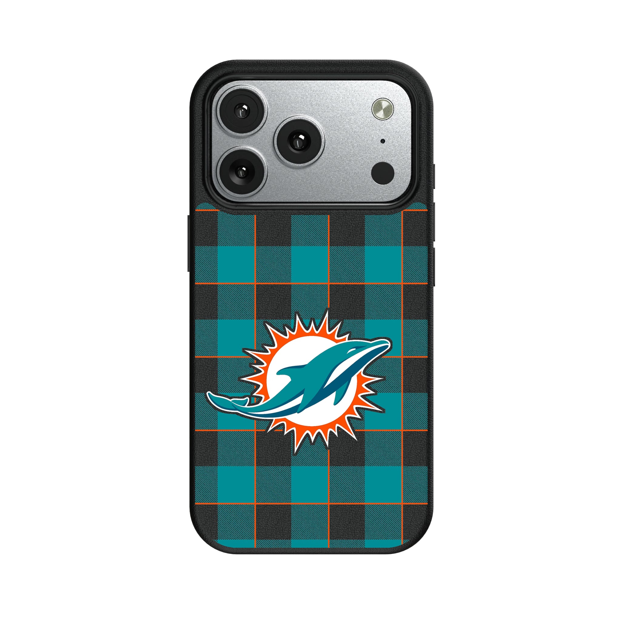 Miami Dolphins Plaid iPhone MagSafe Compatible Phone Case for Apple iPhone#Device_iPhone 17 Pro