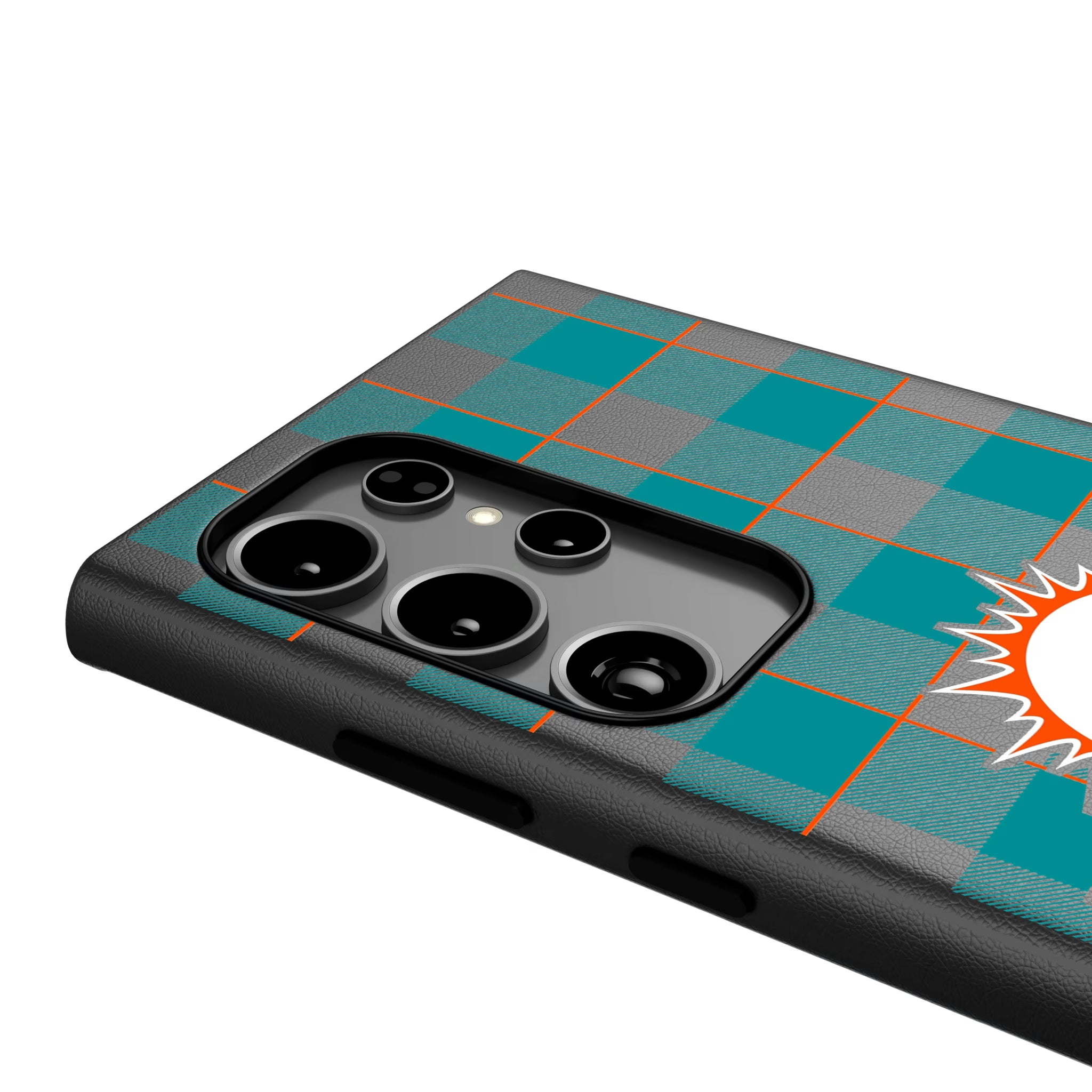 Miami Dolphins Plaid Galaxy MagSafe Compatible Phone Case for Samsung Galaxy - Detail