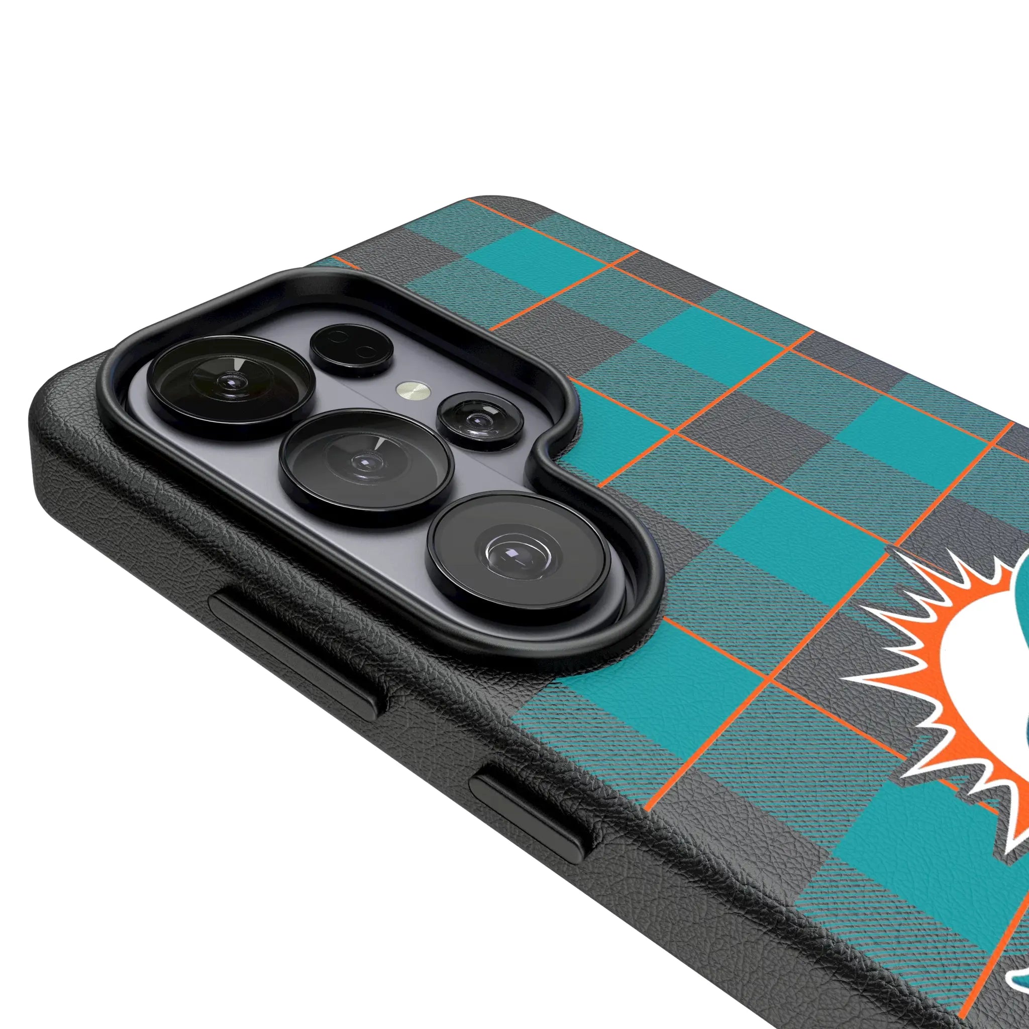 Miami Dolphins Plaid Galaxy MagSafe Compatible Phone Case for Samsung Galaxy - Detail#Device_Galaxy S26 Ultra