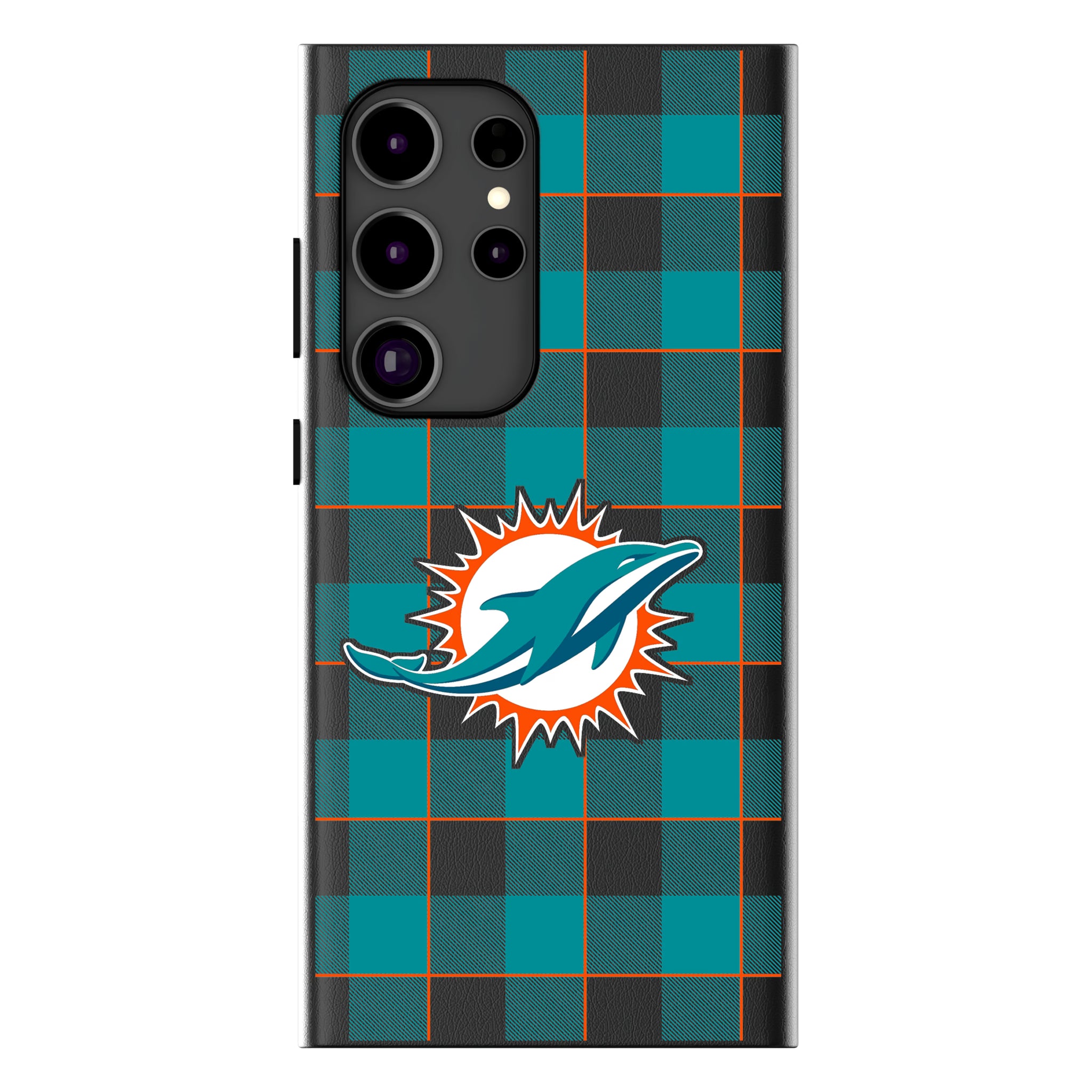 Miami Dolphins Plaid Galaxy MagSafe Compatible Phone Case for Samsung Galaxy
