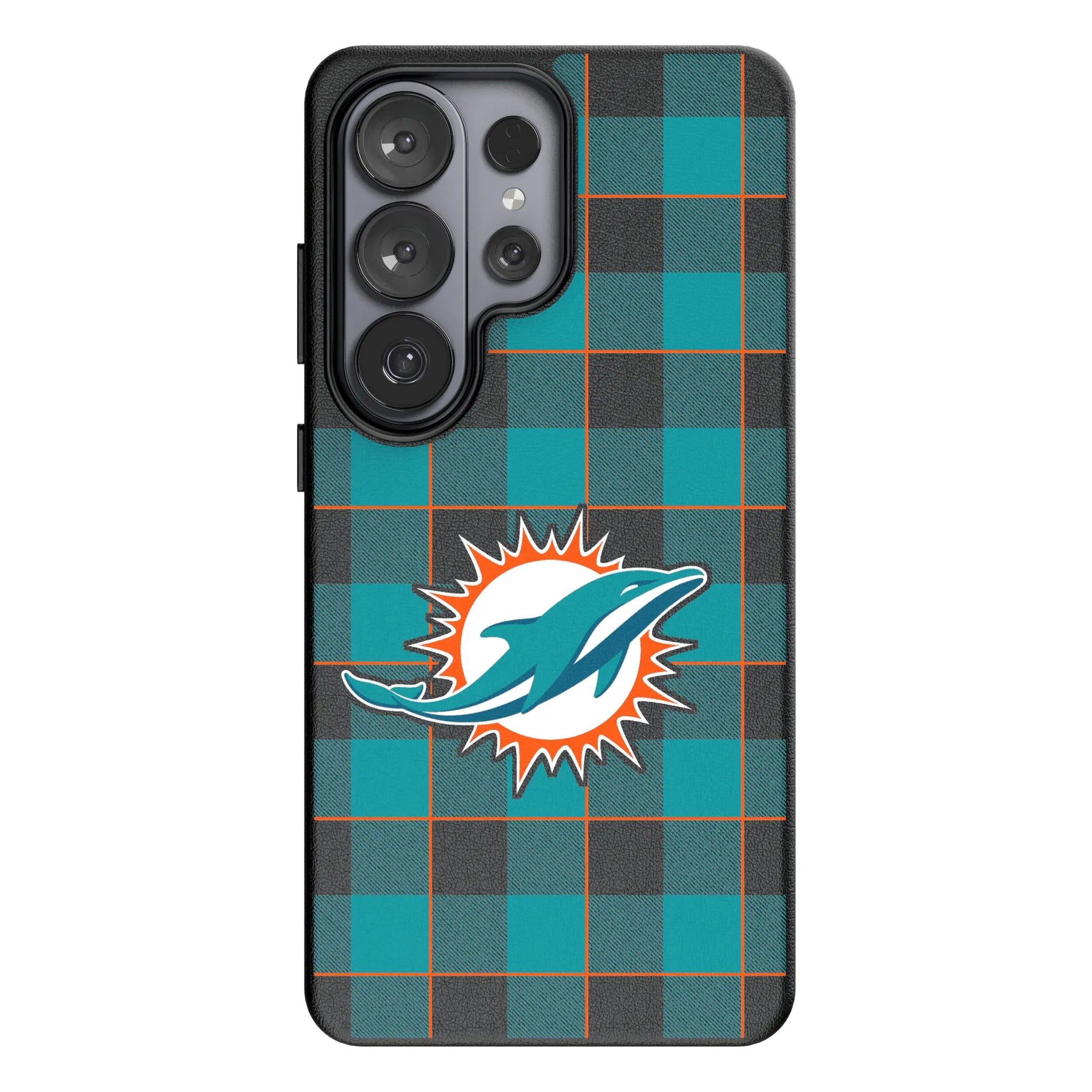 Miami Dolphins Plaid Galaxy MagSafe Compatible Phone Case for Samsung Galaxy#Device_Galaxy S26 Ultra