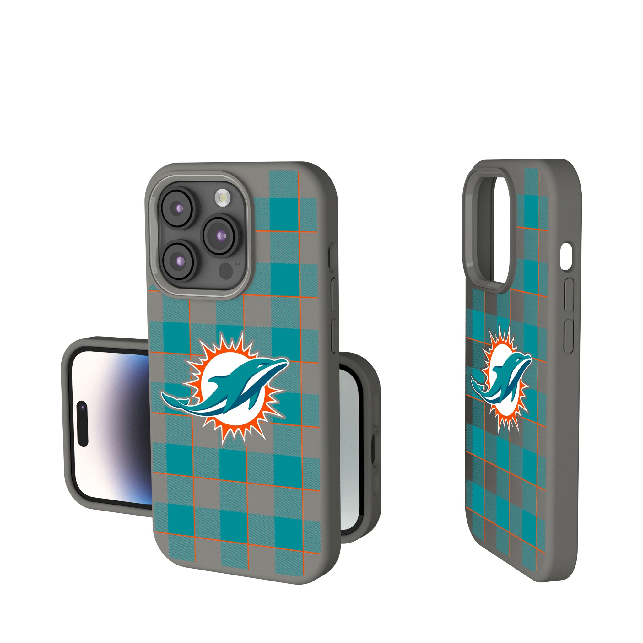 Miami Dolphins Plaid iPhone Soft Touch Phone Case for Apple iPhone