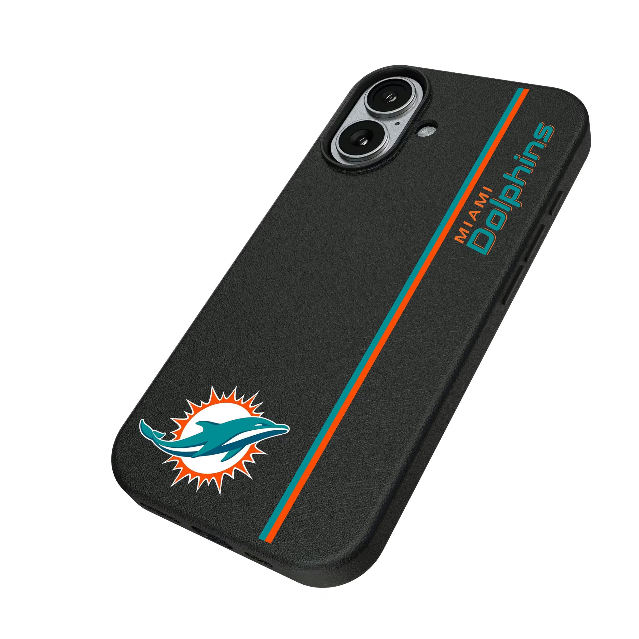 Miami Dolphins Sidebar iPhone MagSafe Compatible Phone Case for Apple iPhone - Isometric View#Device_iPhone 17