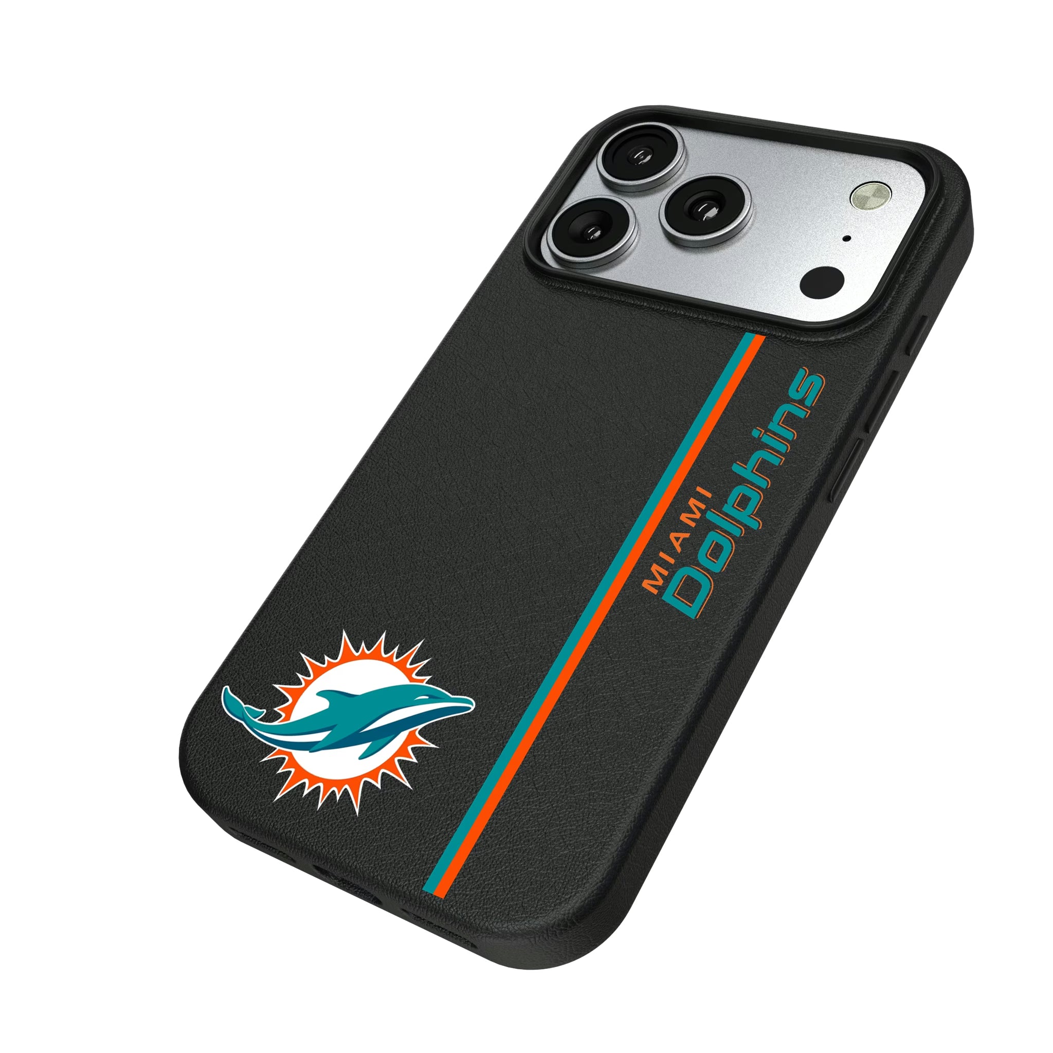 Miami Dolphins Sidebar iPhone MagSafe Compatible Phone Case for Apple iPhone - Isometric View#Device_iPhone 17 Pro