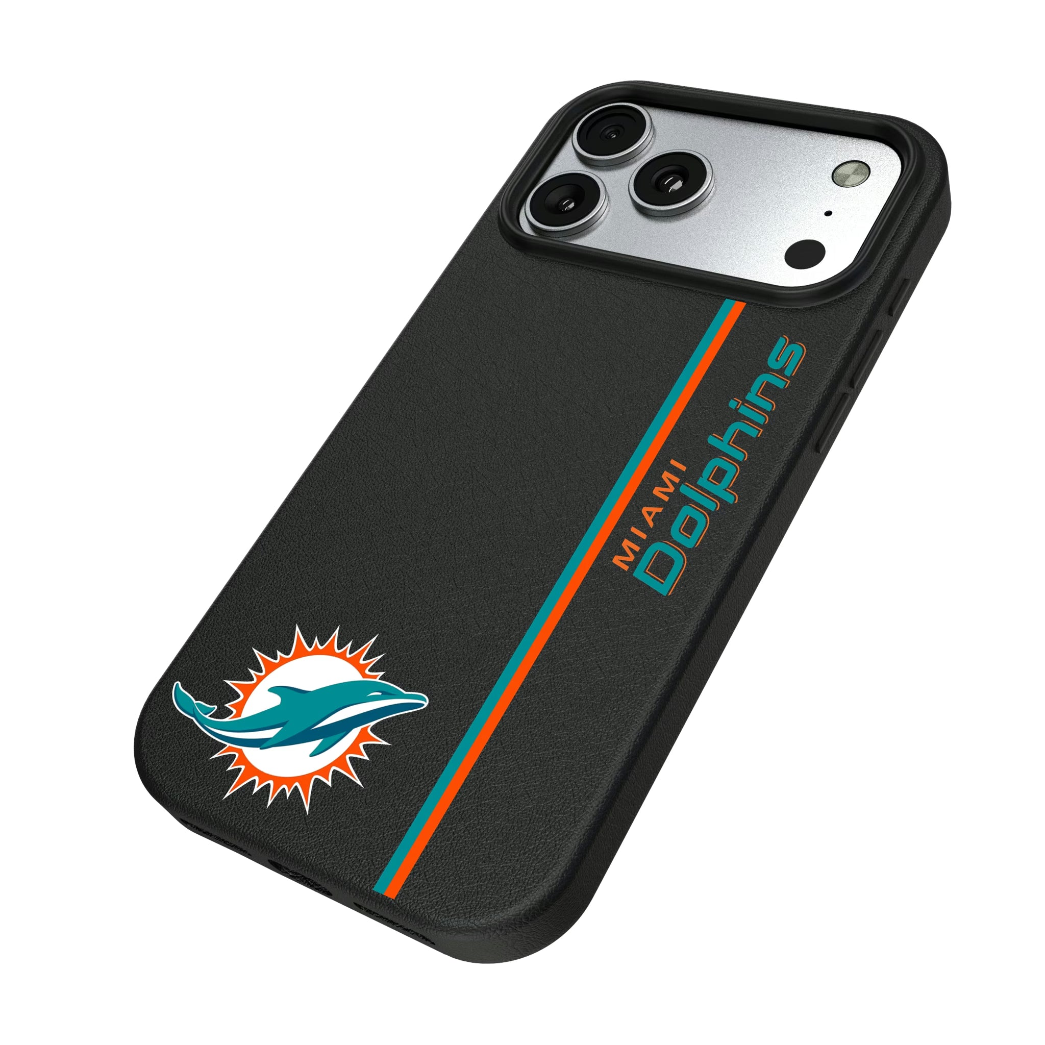 Miami Dolphins Sidebar iPhone MagSafe Compatible Phone Case for Apple iPhone - Isometric View#Device_iPhone 17 Pro Max