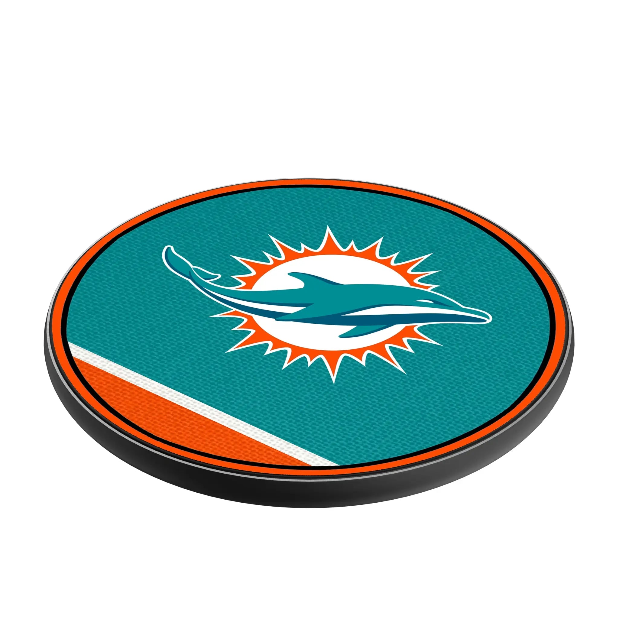 Miami Dolphins Stripe 15-Watt Wireless Charger - Isometric View