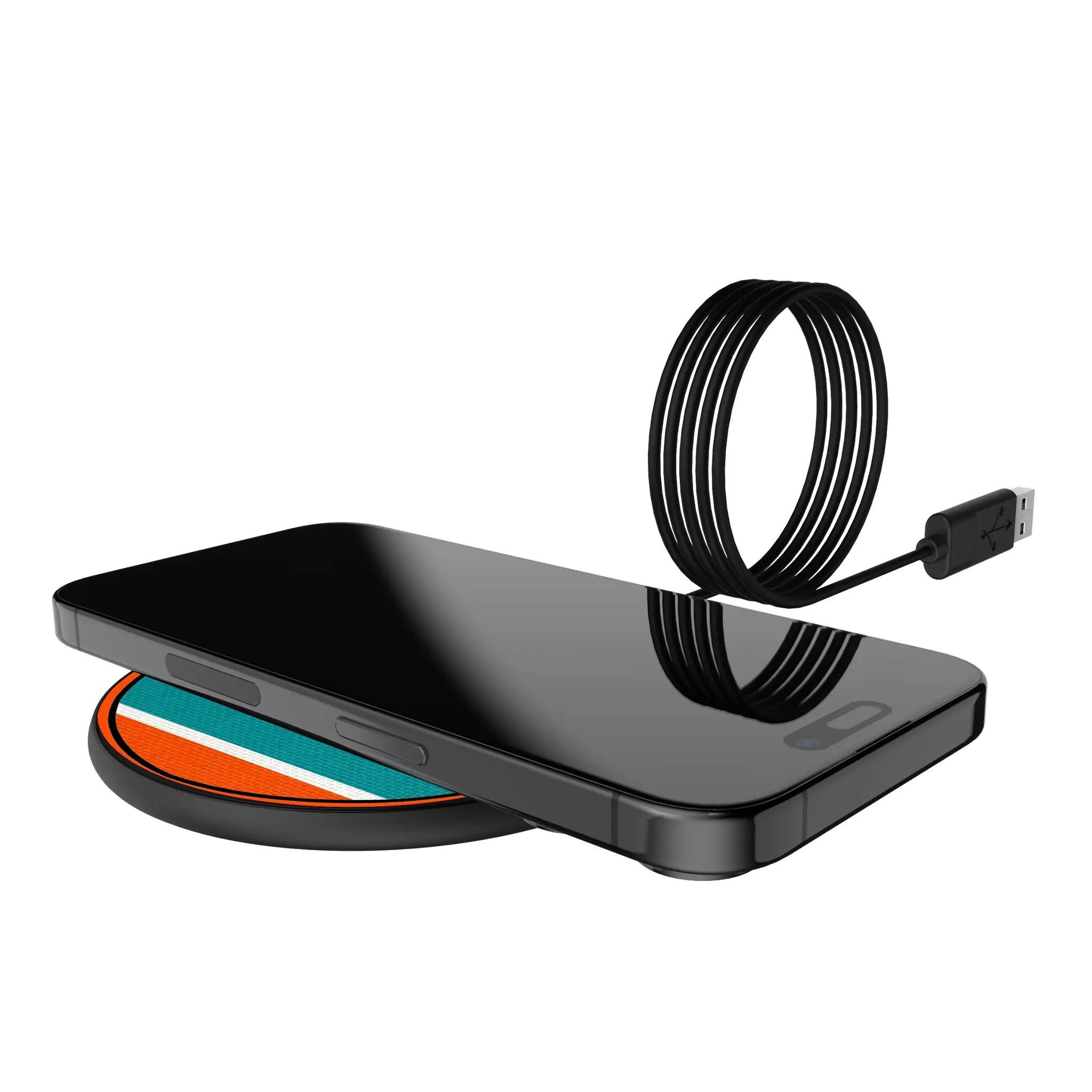 Miami Dolphins Stripe 15-Watt Wireless Charger - Lifestyle