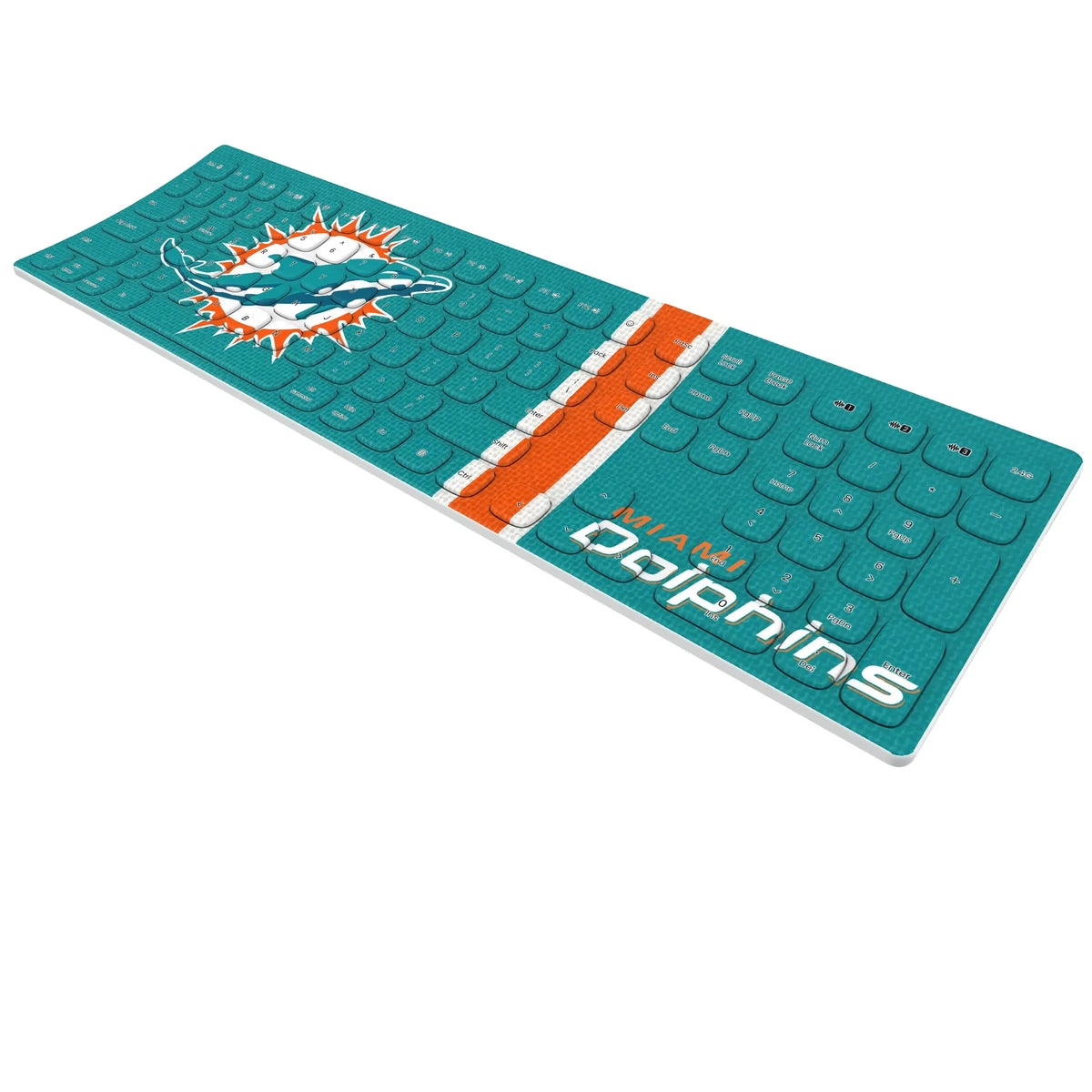 Miami Dolphins Stripe KKB605 Curved Wireless Keyboard - Isometric View