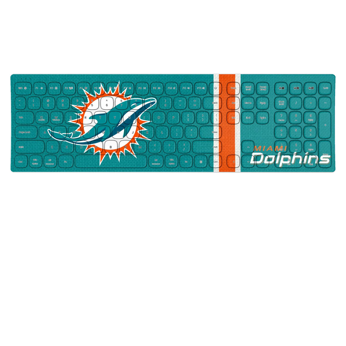 Miami Dolphins Stripe KKB605 Curved Wireless Keyboard