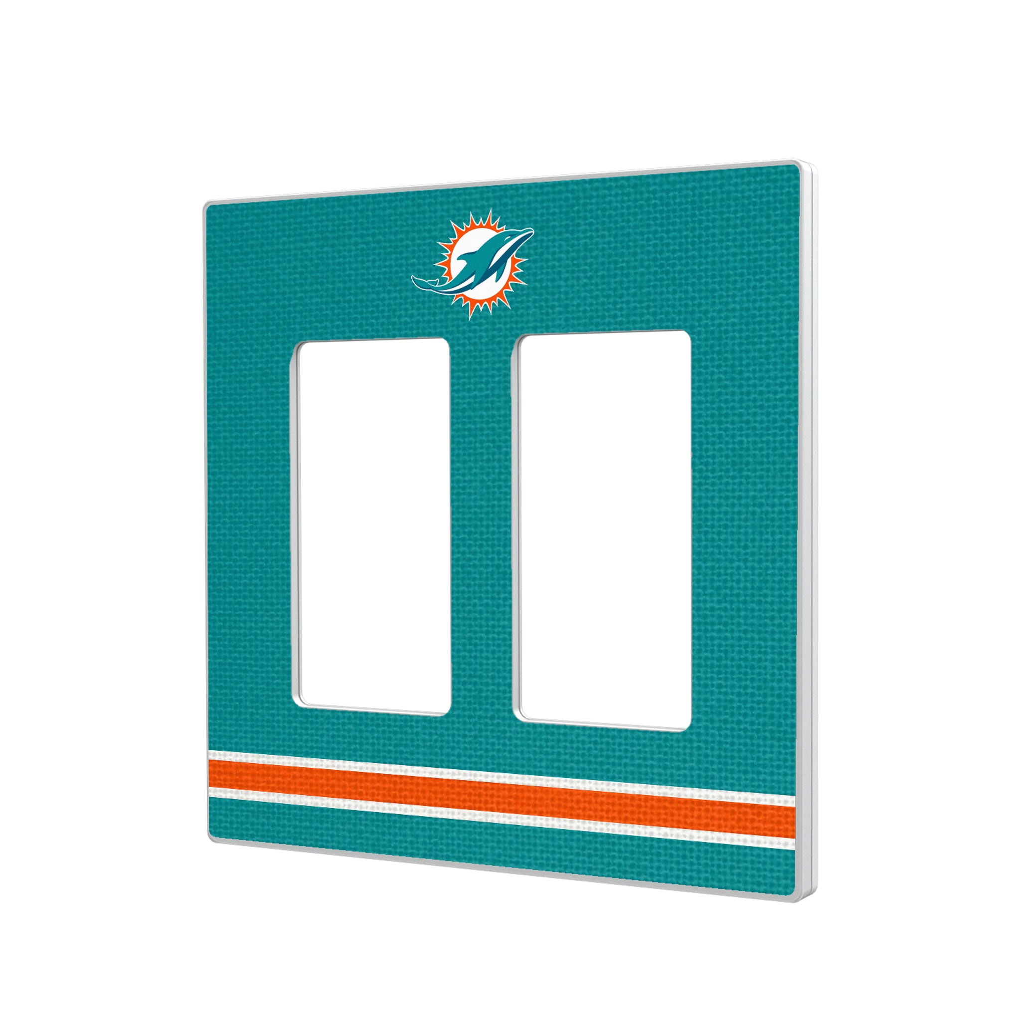 Miami Dolphins Stripe Hidden-Screw Light Switch Plate#Style_Double Rocker