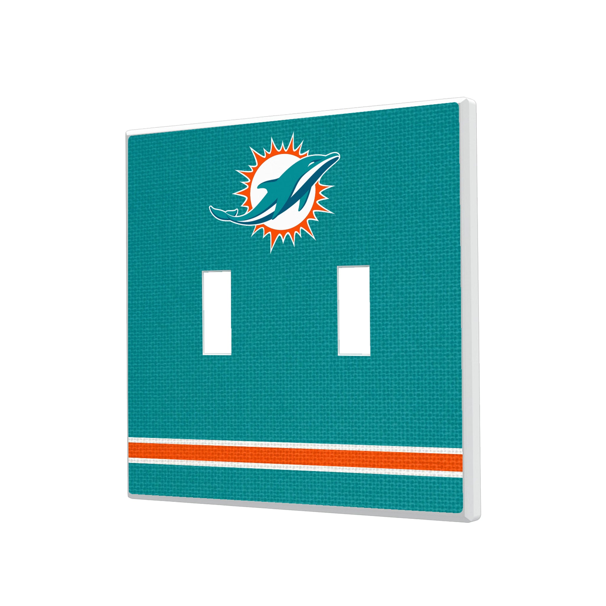 Miami Dolphins Stripe Hidden-Screw Light Switch Plate#Style_Double Toggle