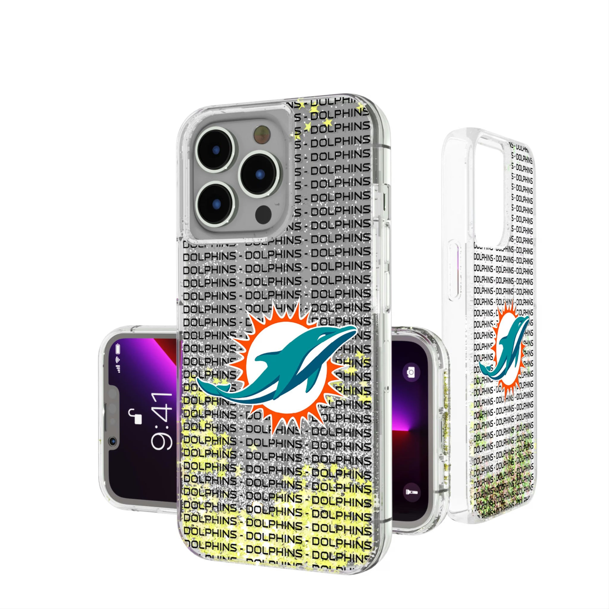 Miami Dolphins Text Backdrop iPhone Glitter Phone Case for Apple iPhone