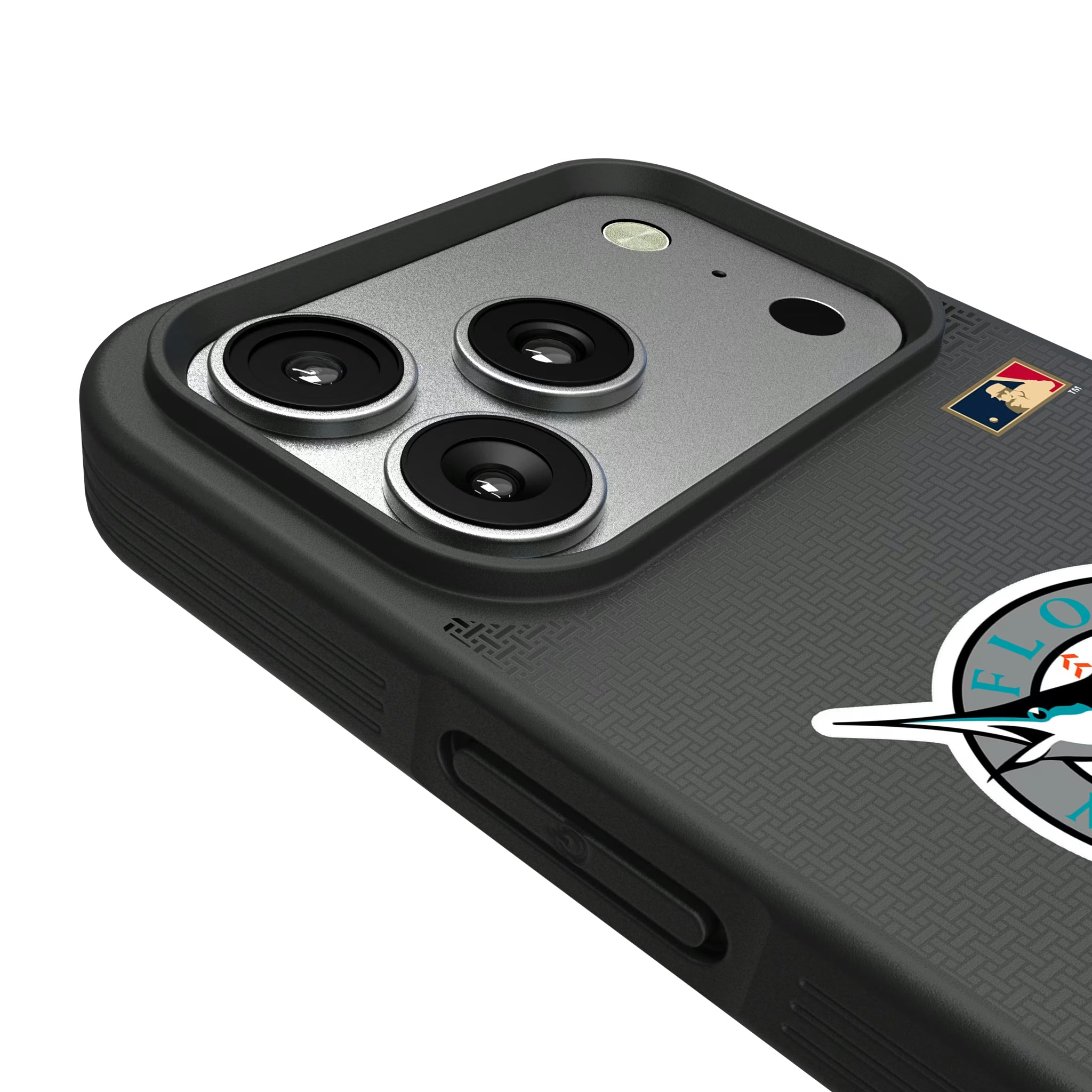 Miami Marlins 1993-2011 - Cooperstown Collection Linen iPhone Bump Phone Case for Apple iPhone - Detail#Device_iPhone 17 Pro