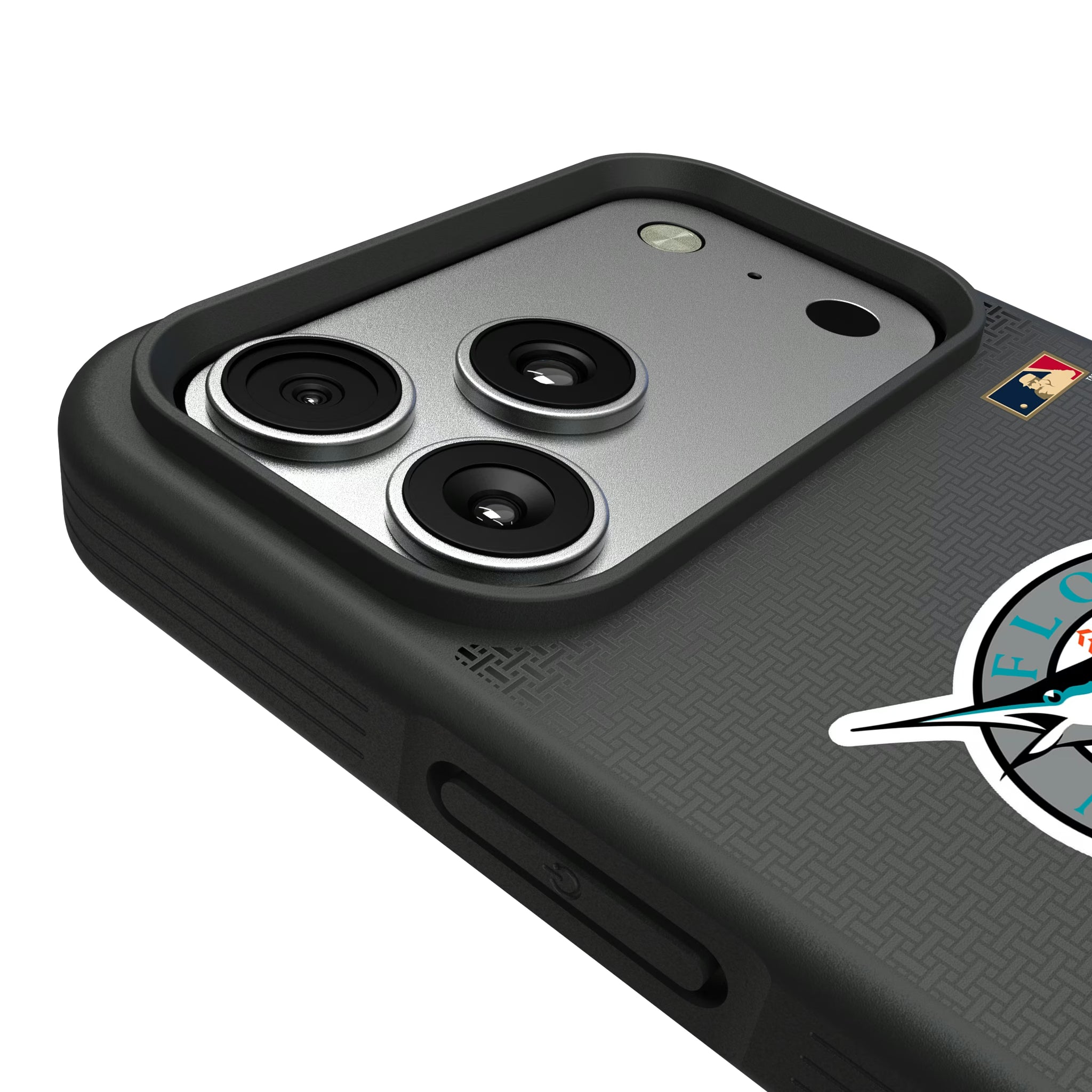 Miami Marlins 1993-2011 - Cooperstown Collection Linen iPhone Bump Phone Case for Apple iPhone - Detail#Device_iPhone 17 Pro Max