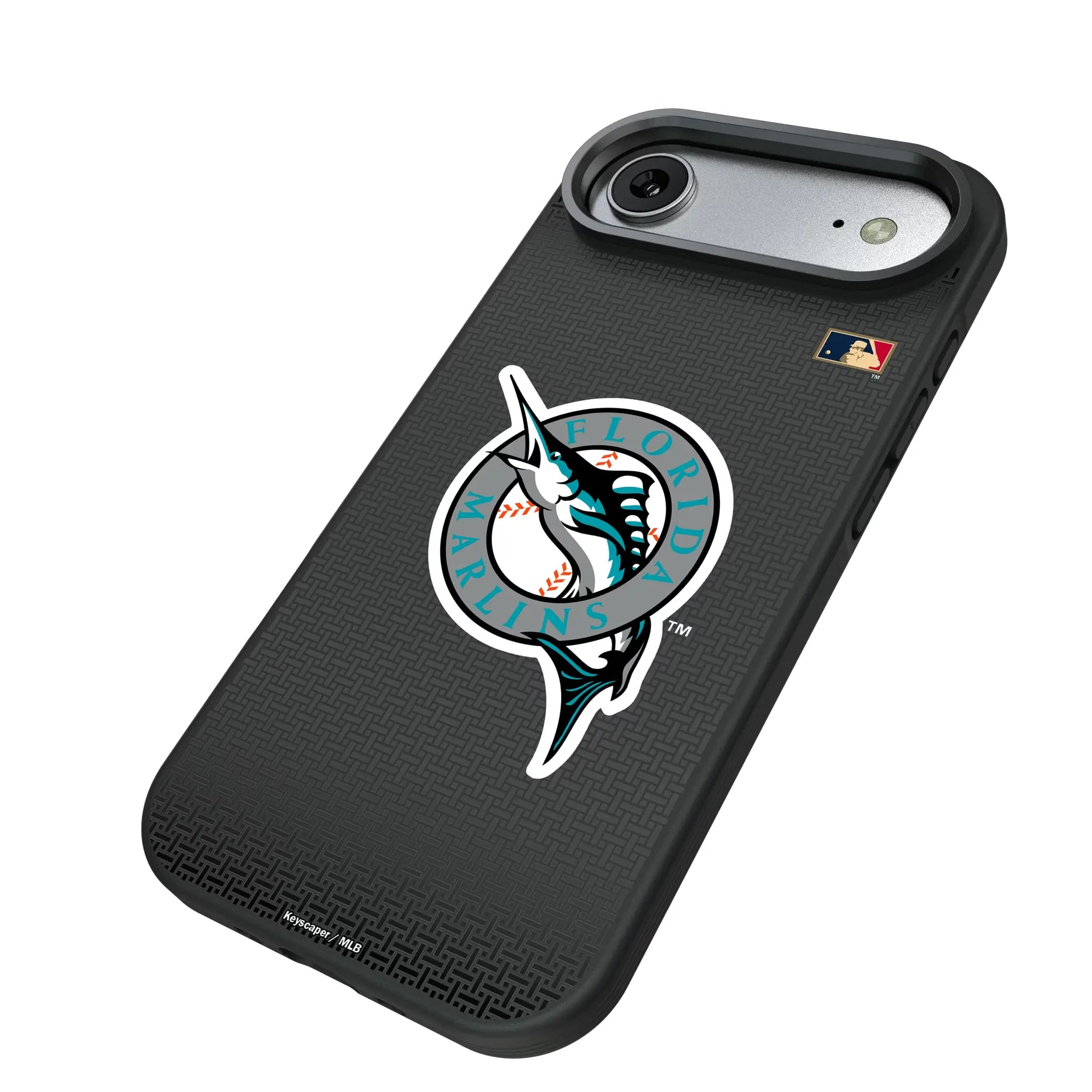 Miami Marlins 1993-2011 - Cooperstown Collection Linen iPhone Bump Phone Case for Apple iPhone - Isometric View#Device_iPhone Air