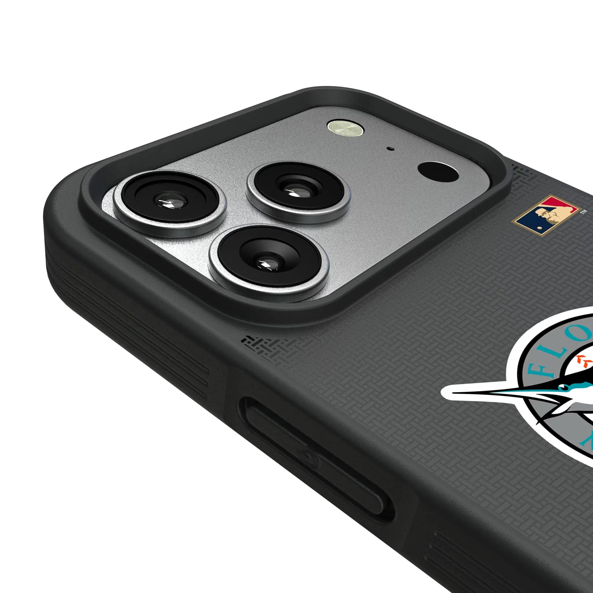Miami Marlins 1993-2011 - Cooperstown Collection Linen iPhone Bump Phone Case for Apple iPhone - Detail#Device_iPhone 17 Pro