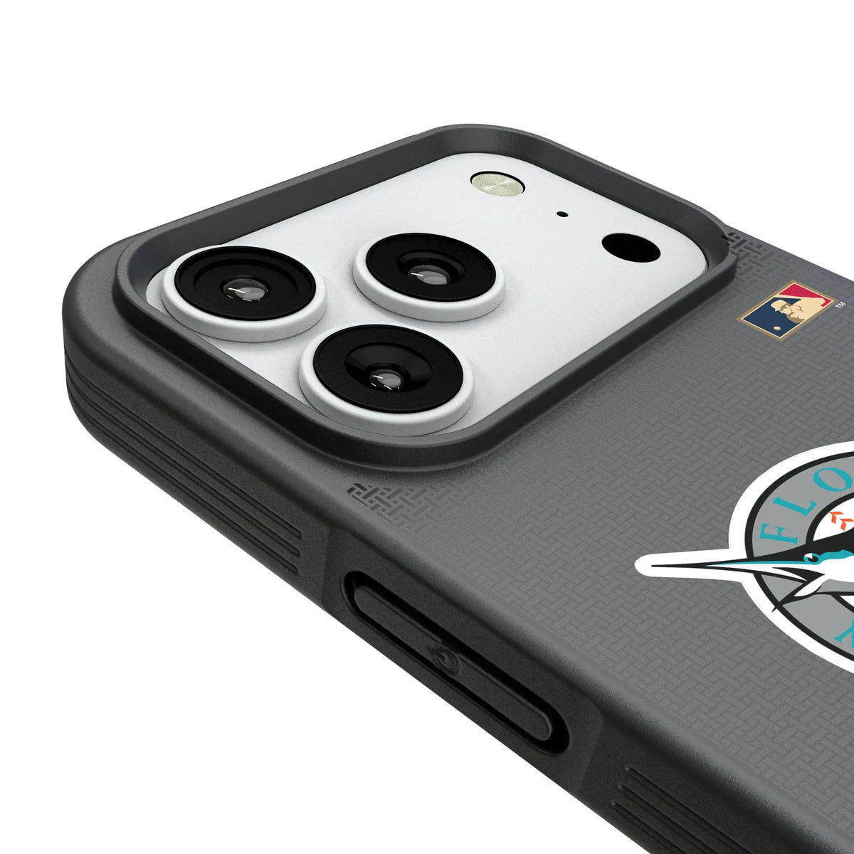 Miami Marlins 1993-2011 - Cooperstown Collection Linen iPhone Bump Phone Case for Apple iPhone - Detail#Device_iPhone 18 Pro