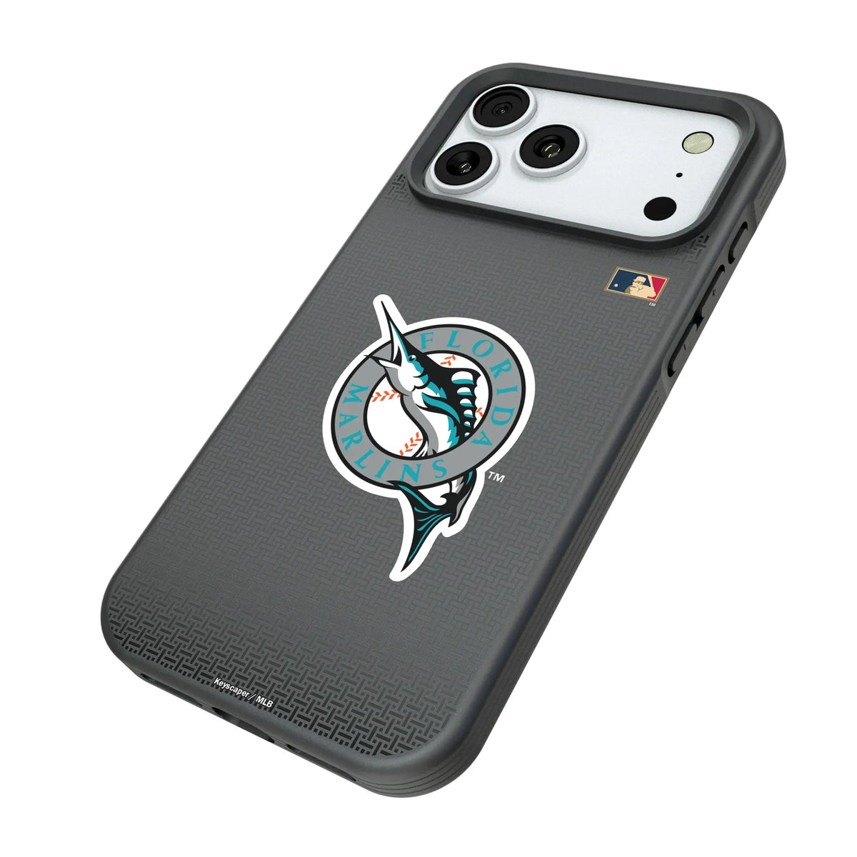 Miami Marlins 1993-2011 - Cooperstown Collection Linen iPhone Bump Phone Case for Apple iPhone - Isometric View#Device_iPhone 18 Pro Max