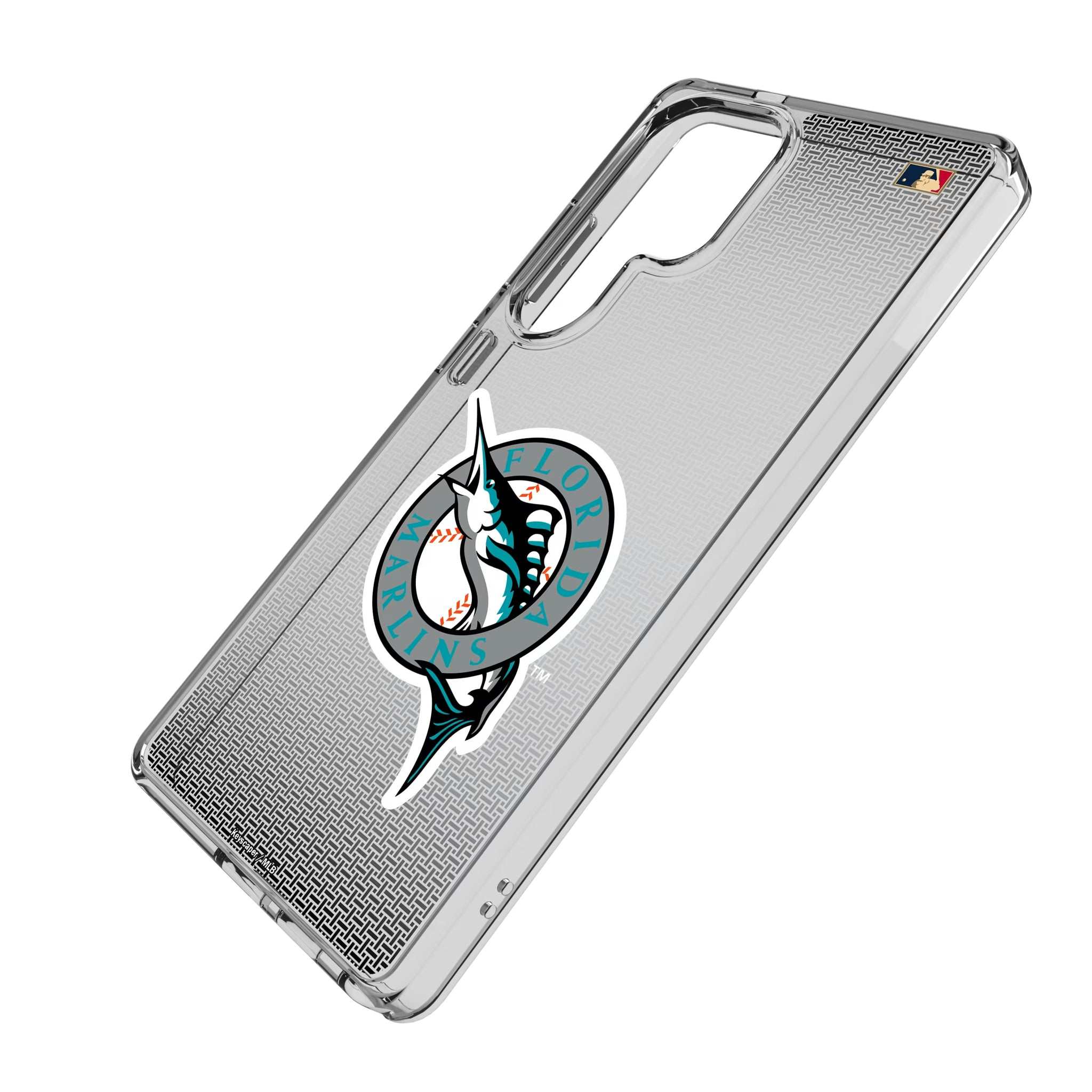 Miami Marlins 1993-2011 - Cooperstown Collection Linen Galaxy Clear Phone Case for Samsung Galaxy - Isometric View#Device_Galaxy S25 Ultra