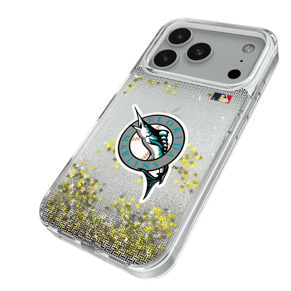 Miami Marlins 1993-2011 - Cooperstown Collection Linen iPhone Glitter Phone Case for Apple iPhone - Isometric View#Device_iPhone 18 Pro