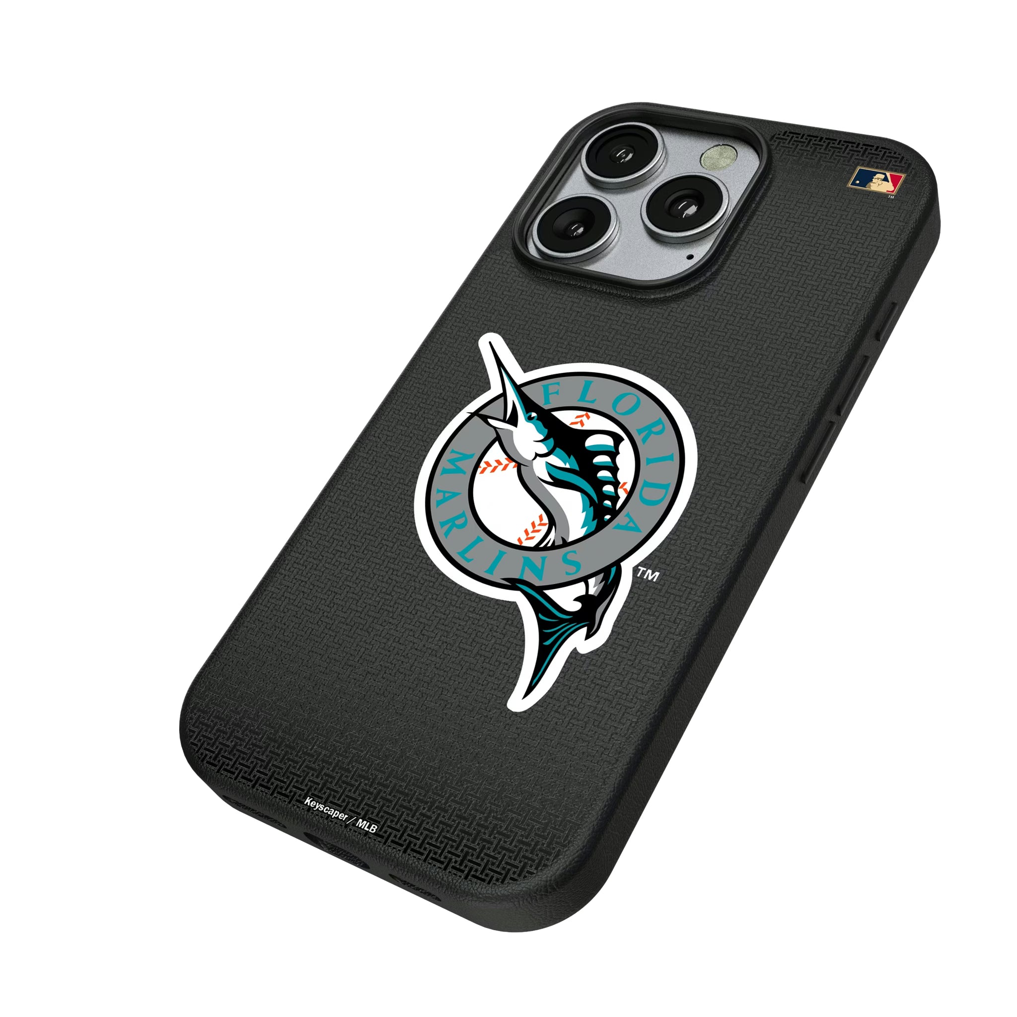 Miami Marlins 1993-2011 - Cooperstown Collection Linen iPhone MagSafe Compatible Phone Case for Apple iPhone - Isometric View