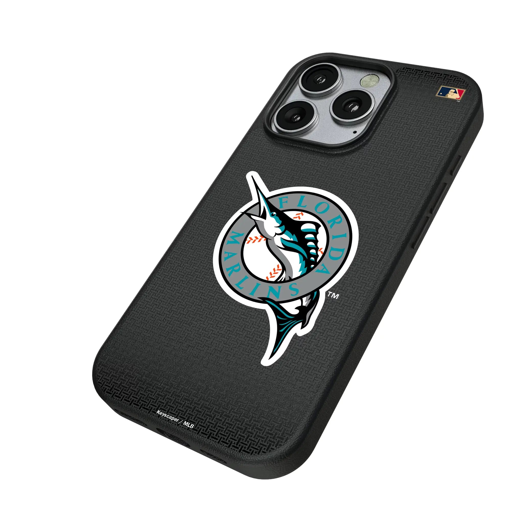 Miami Marlins 1993-2011 - Cooperstown Collection Linen iPhone MagSafe Compatible Phone Case for Apple iPhone - Isometric View