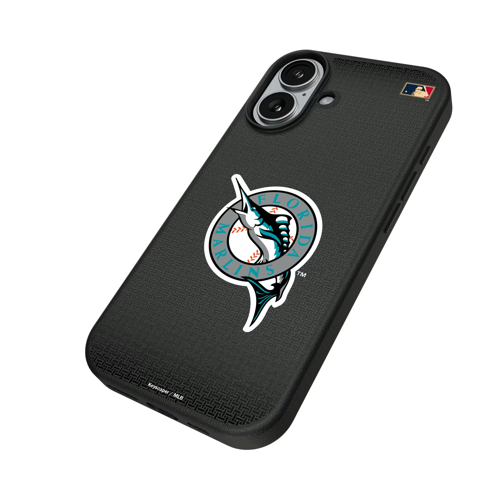 Miami Marlins 1993-2011 - Cooperstown Collection Linen iPhone MagSafe Compatible Phone Case for Apple iPhone - Isometric View#Device_iPhone 17