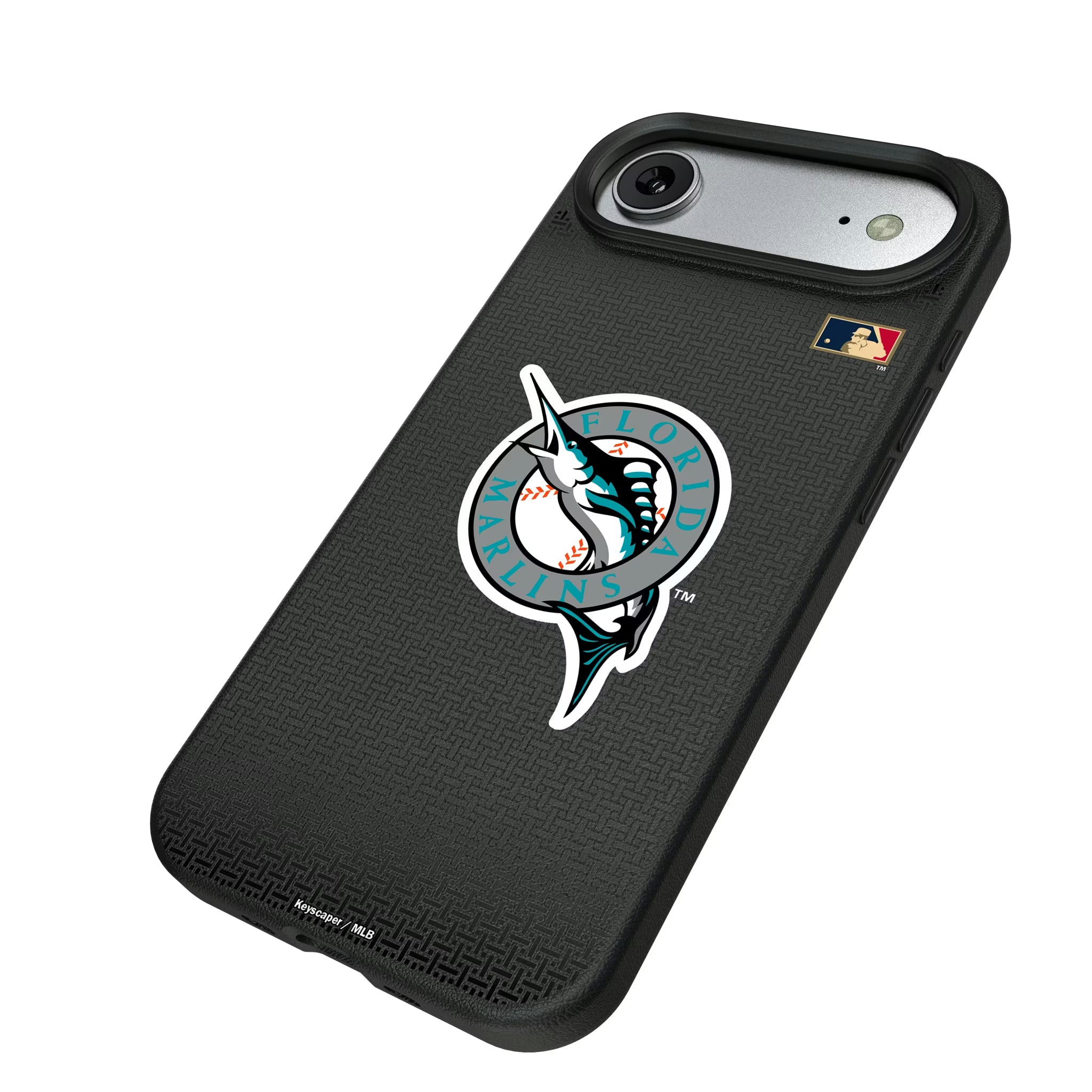 Miami Marlins 1993-2011 - Cooperstown Collection Linen iPhone MagSafe Compatible Phone Case for Apple iPhone - Isometric View#Device_iPhone Air