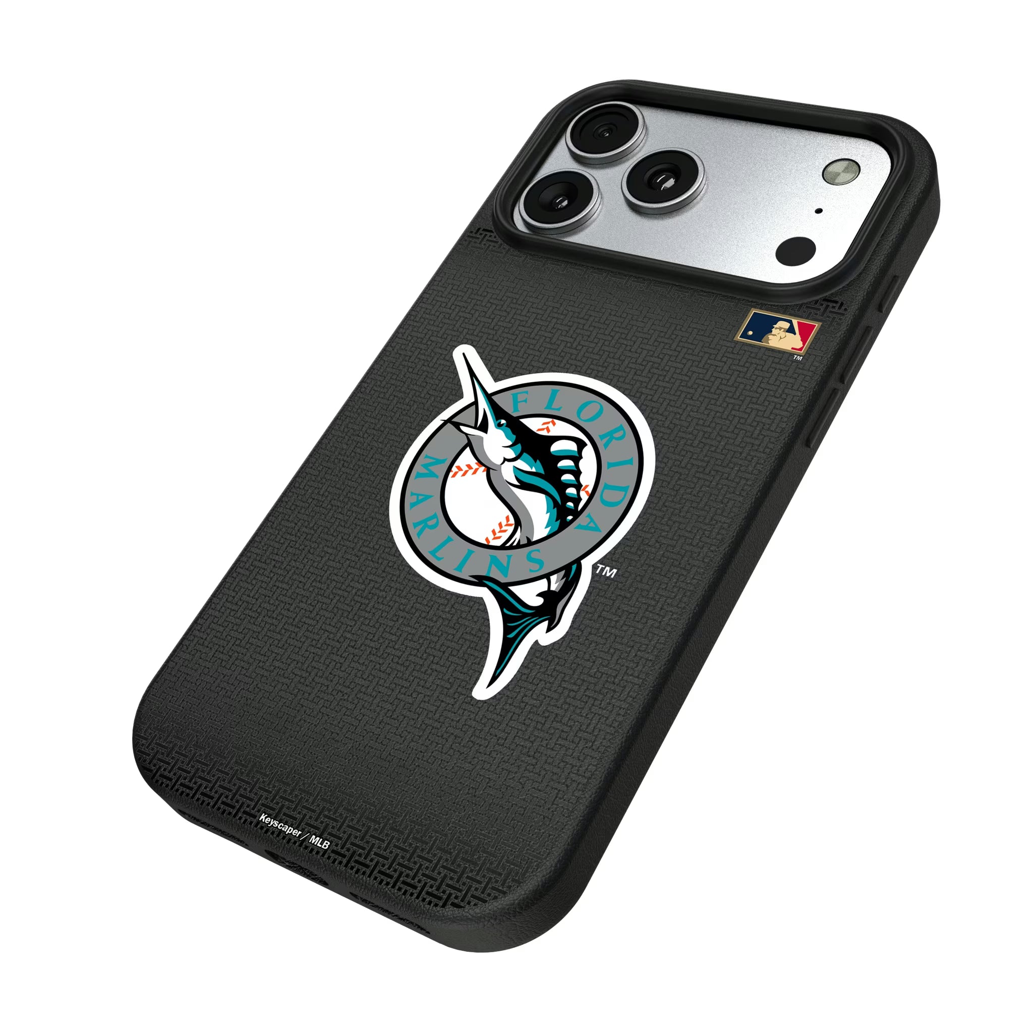 Miami Marlins 1993-2011 - Cooperstown Collection Linen iPhone MagSafe Compatible Phone Case for Apple iPhone - Isometric View#Device_iPhone 17 Pro Max