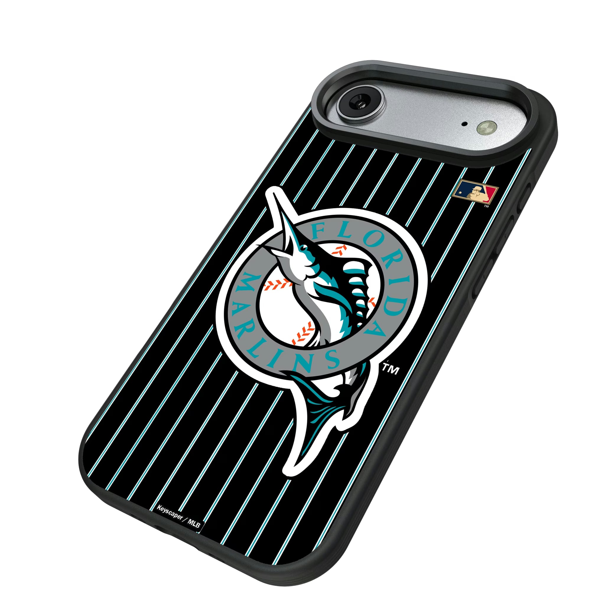 Miami Marlins 1993-2011 - Cooperstown Collection Pinstripe iPhone Bump Phone Case for Apple iPhone - Isometric View#Device_iPhone Air