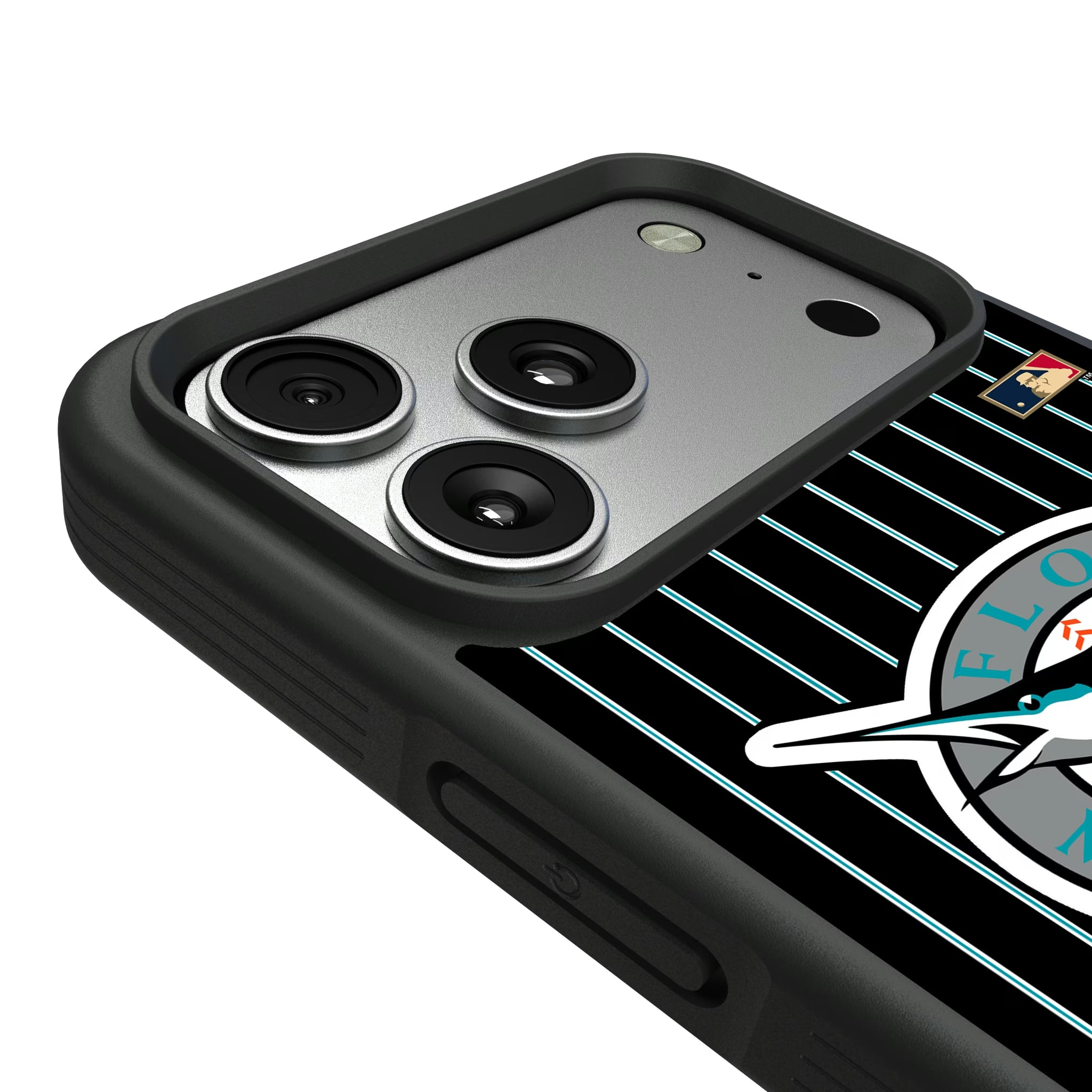Miami Marlins 1993-2011 - Cooperstown Collection Pinstripe iPhone Bump Phone Case for Apple iPhone - Detail#Device_iPhone 17 Pro Max