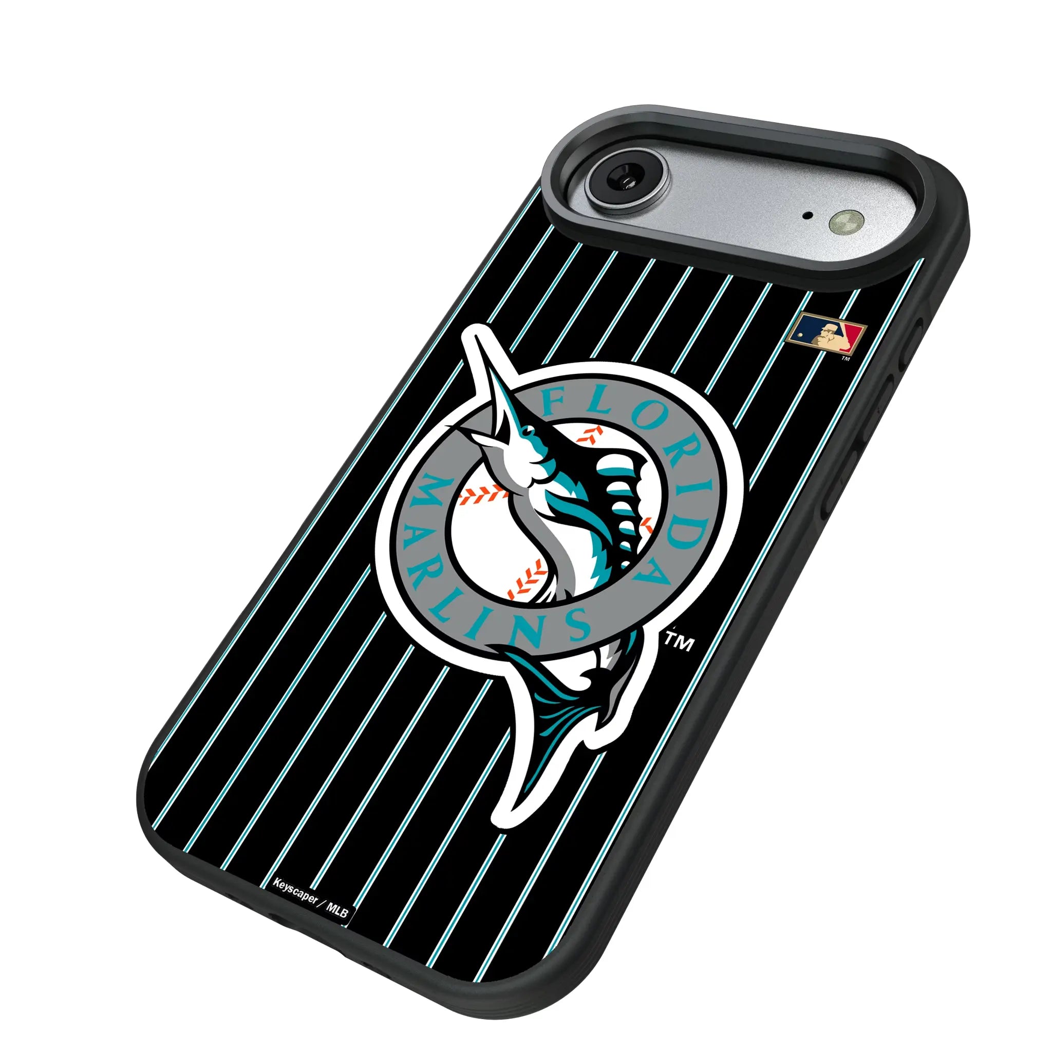 Miami Marlins 1993-2011 - Cooperstown Collection Pinstripe iPhone Bump Phone Case for Apple iPhone - Isometric View#Device_iPhone Air