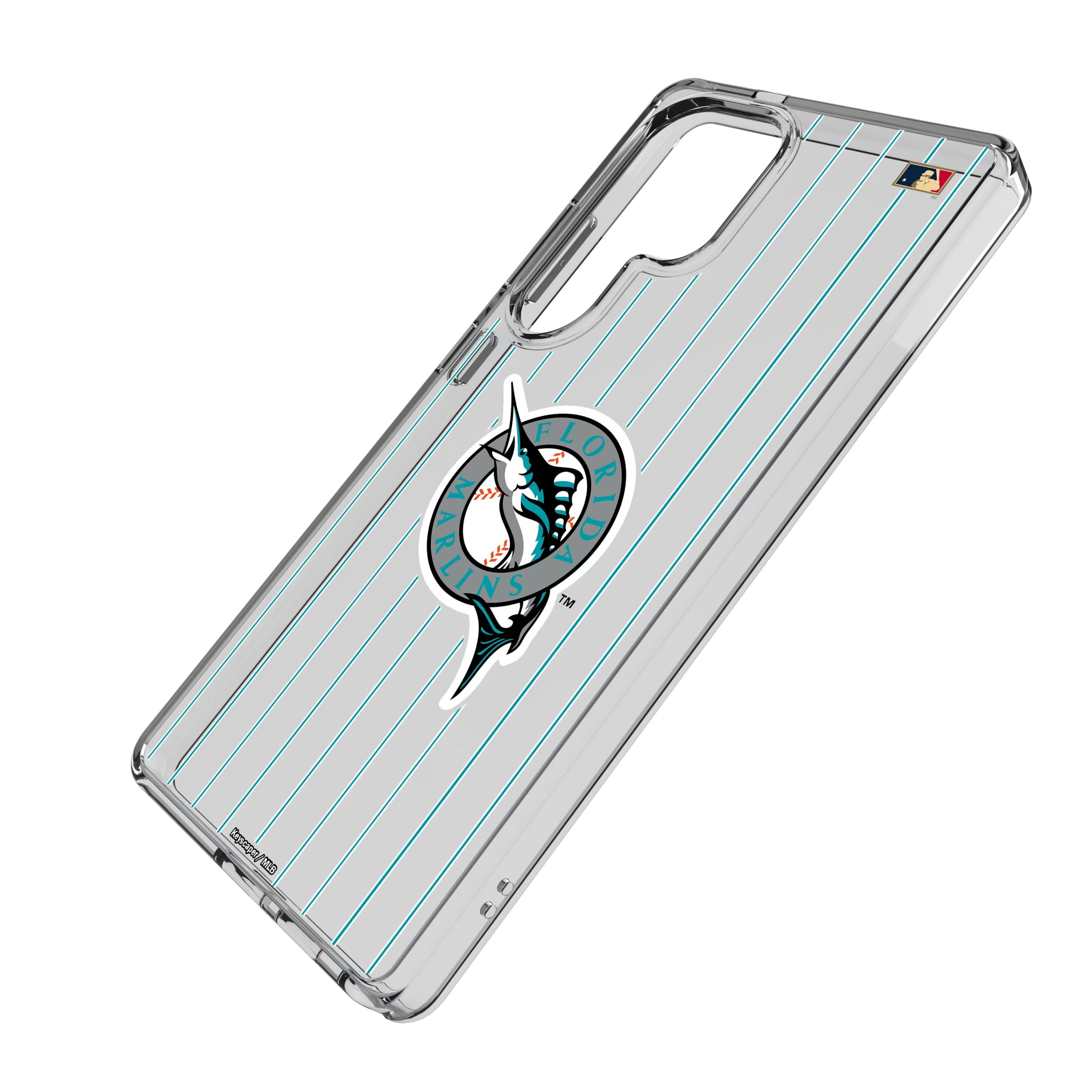 Miami Marlins 1993-2011 - Cooperstown Collection Pinstripe Galaxy Clear Phone Case for Samsung Galaxy - Isometric View#Device_Galaxy S25 Ultra