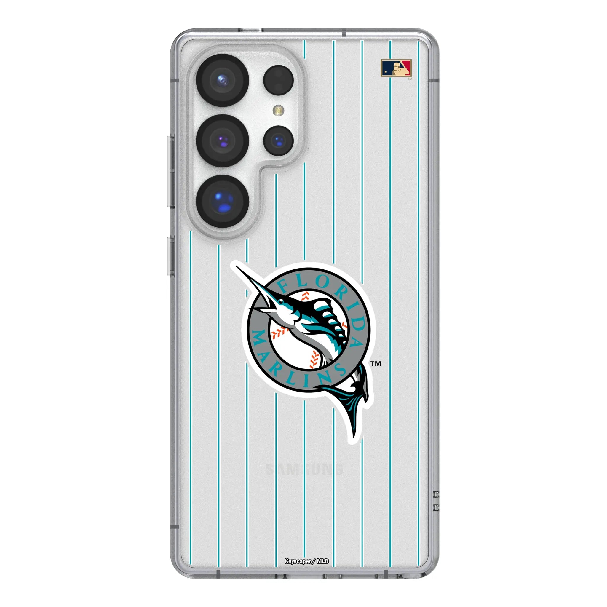Miami Marlins 1993-2011 - Cooperstown Collection Pinstripe Galaxy Clear Phone Case for Samsung Galaxy#Device_Galaxy S25 Ultra