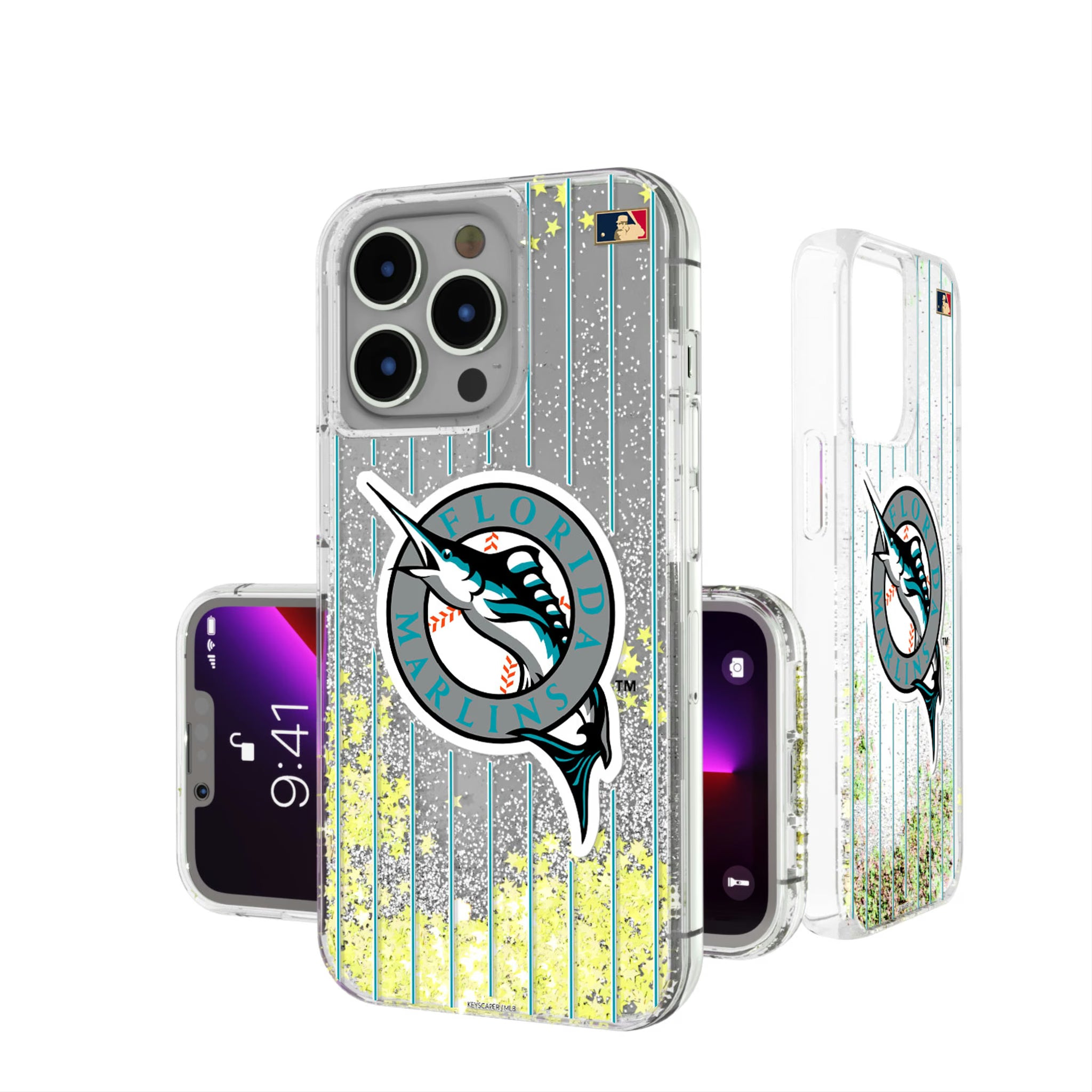 Miami Marlins 1993-2011 - Cooperstown Collection Pinstripe iPhone Glitter Phone Case for Apple iPhone