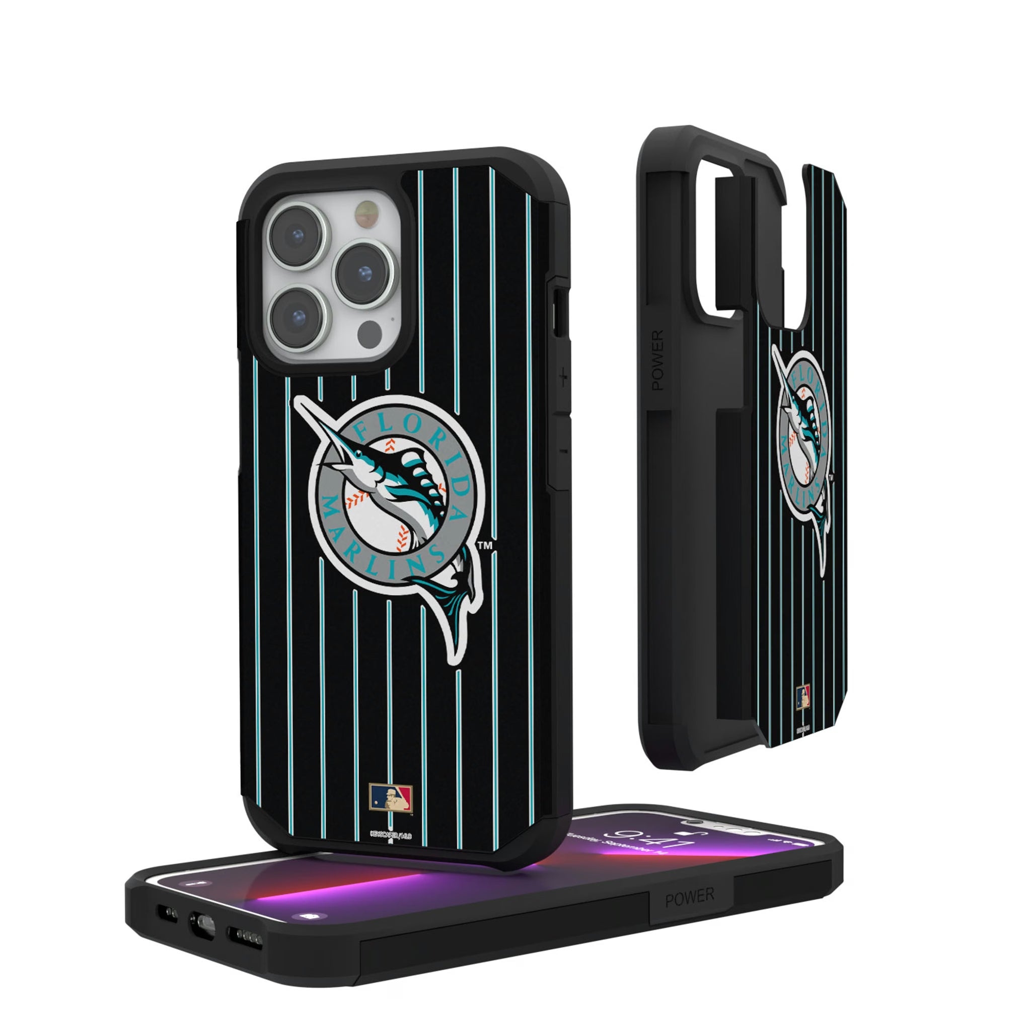 Miami Marlins 1993-2011 - Cooperstown Collection Pinstripe iPhone Rugged Phone Case for Apple iPhone