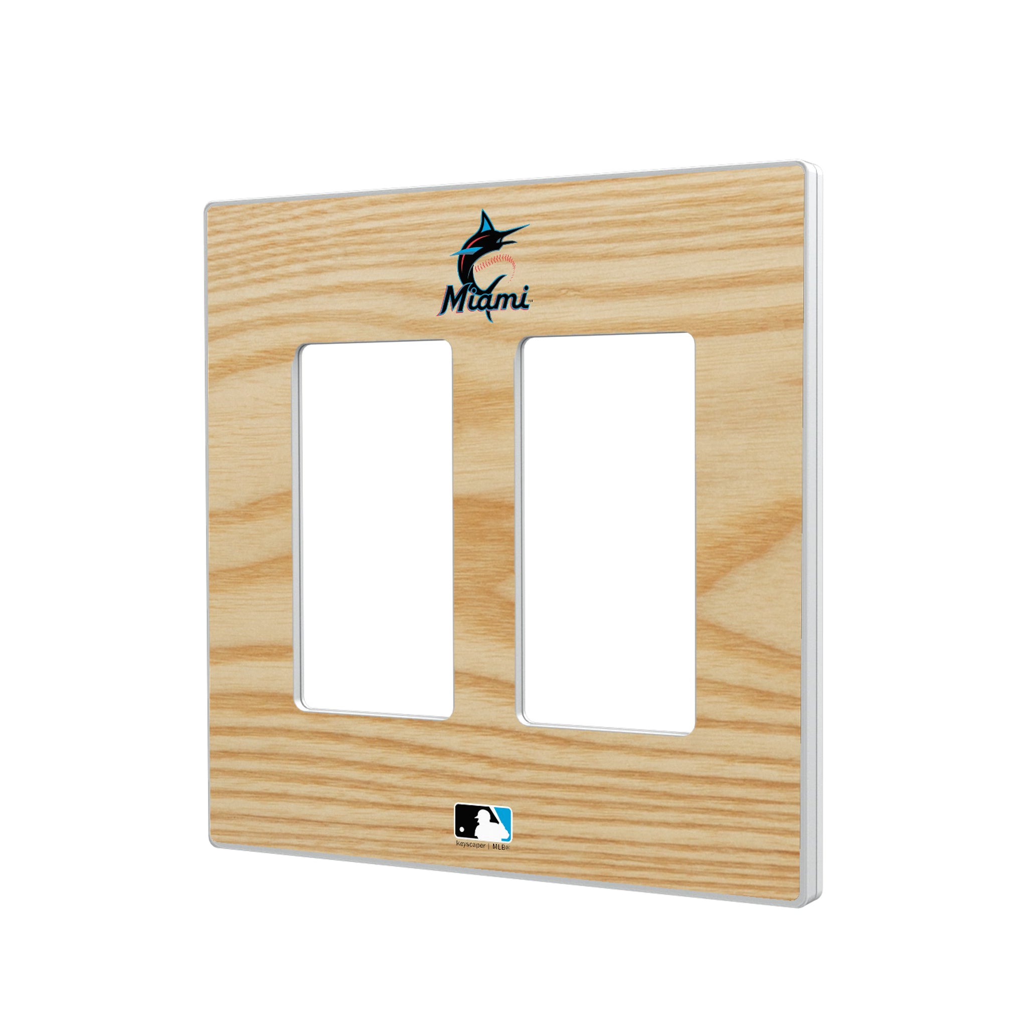 Miami Marlins Baseball Bat Hidden-Screw Light Switch Plate#Style_Double Rocker