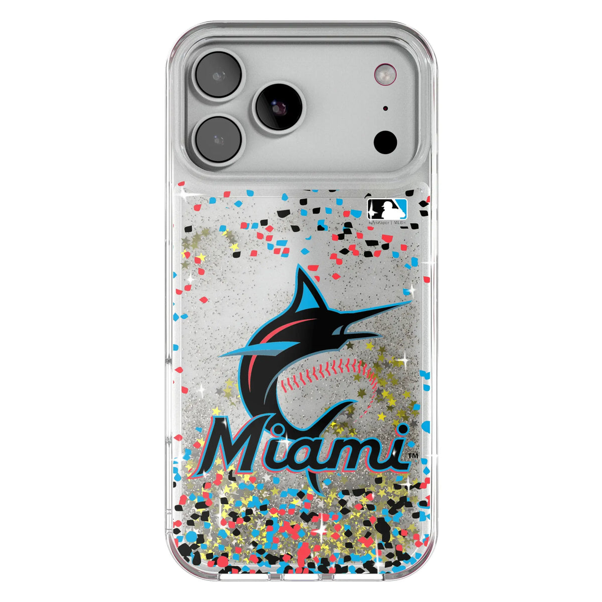 Miami Marlins Confetti Glitter Phone Case for Apple iPhone