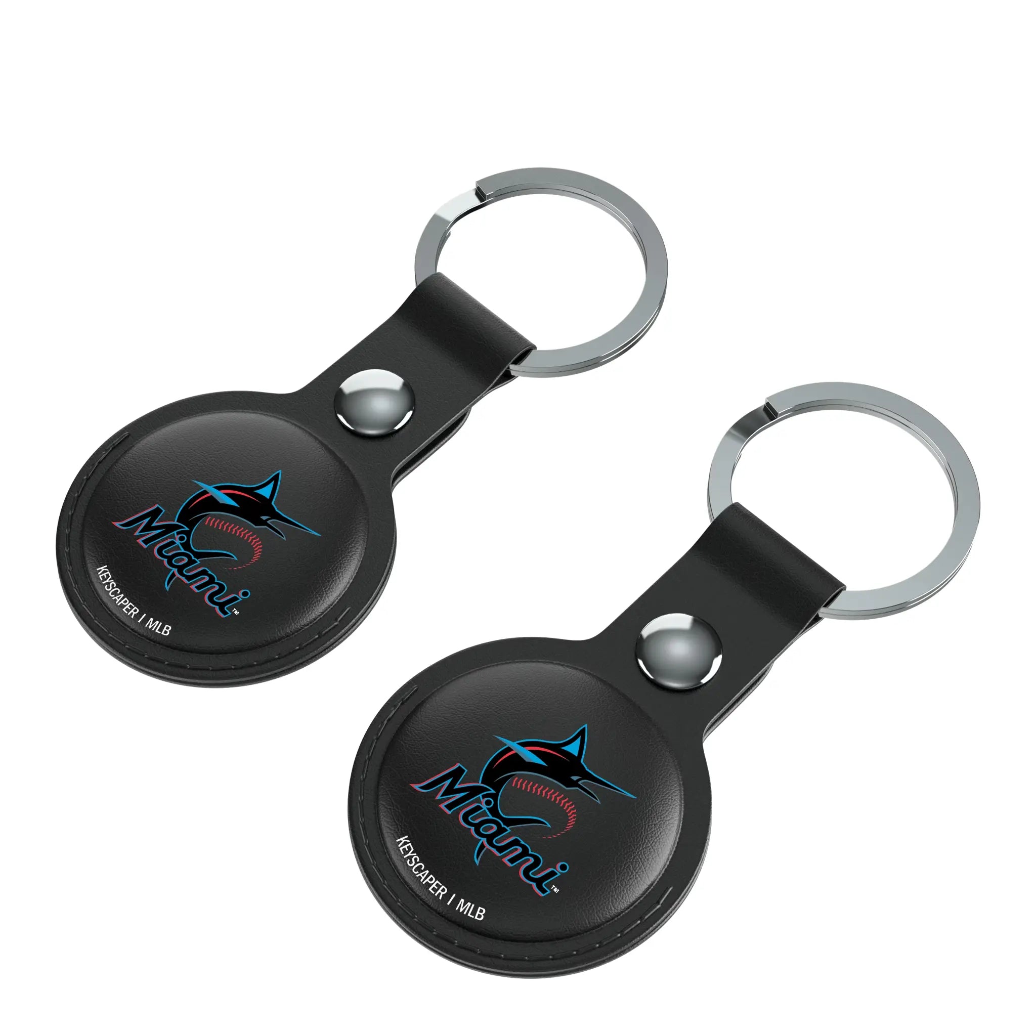 Miami Marlins Insignia AirTag Black Airtag Holder 2-Pack - Isometric View
